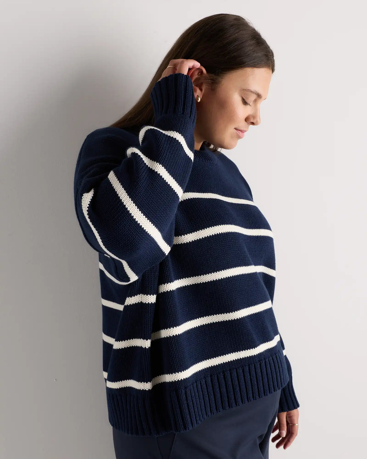 100% Organic Cotton Striped Crew Sweater