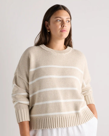 100% Organic Cotton Striped Crew Sweater