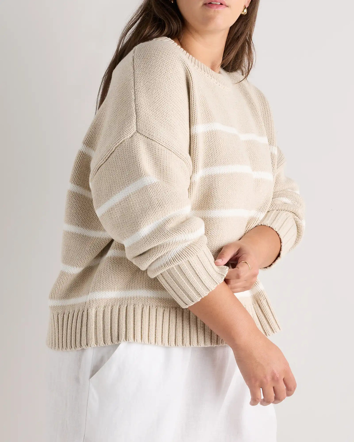 100% Organic Cotton Striped Crew Sweater