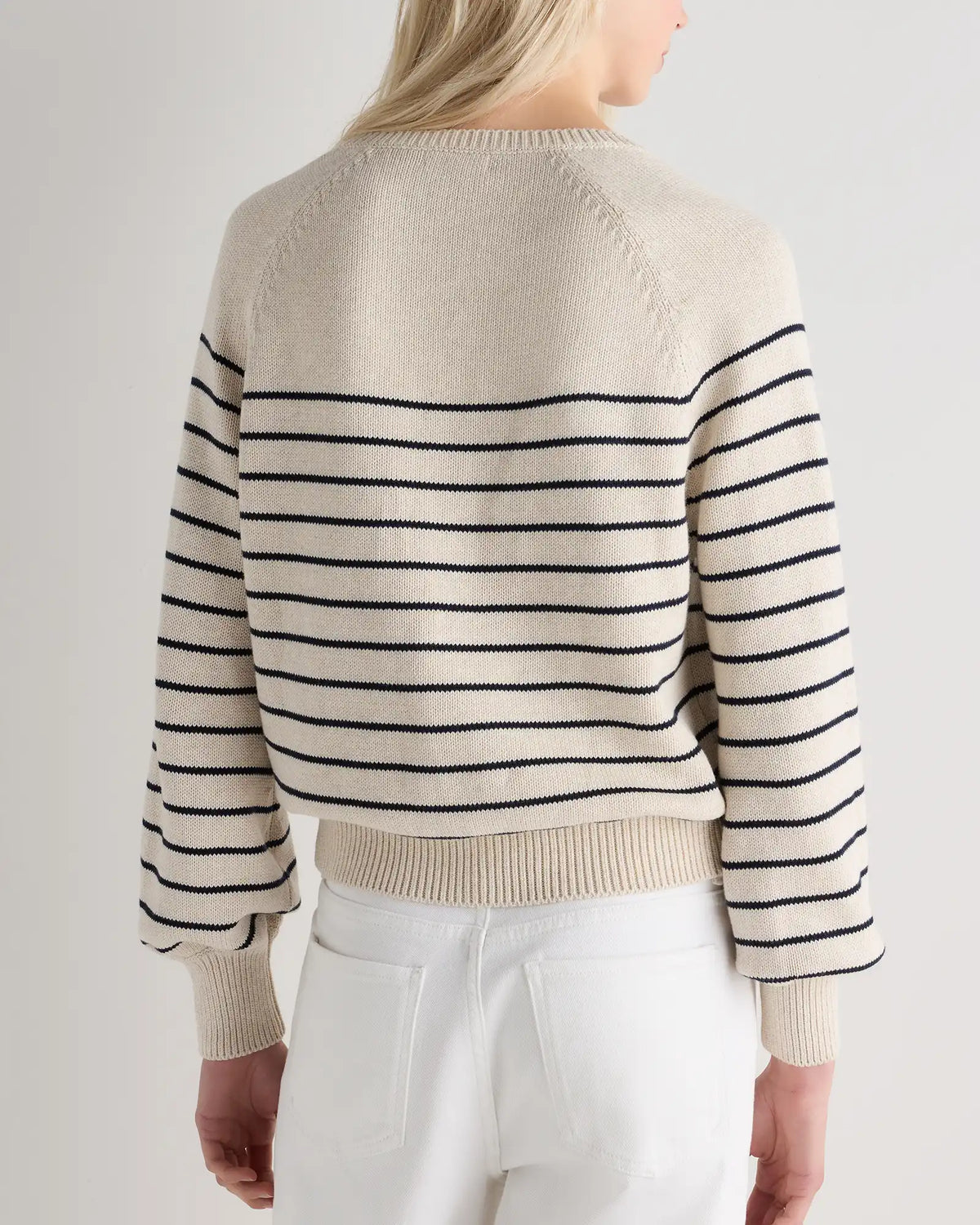 100% Organic Cotton Striped Henley Sweater