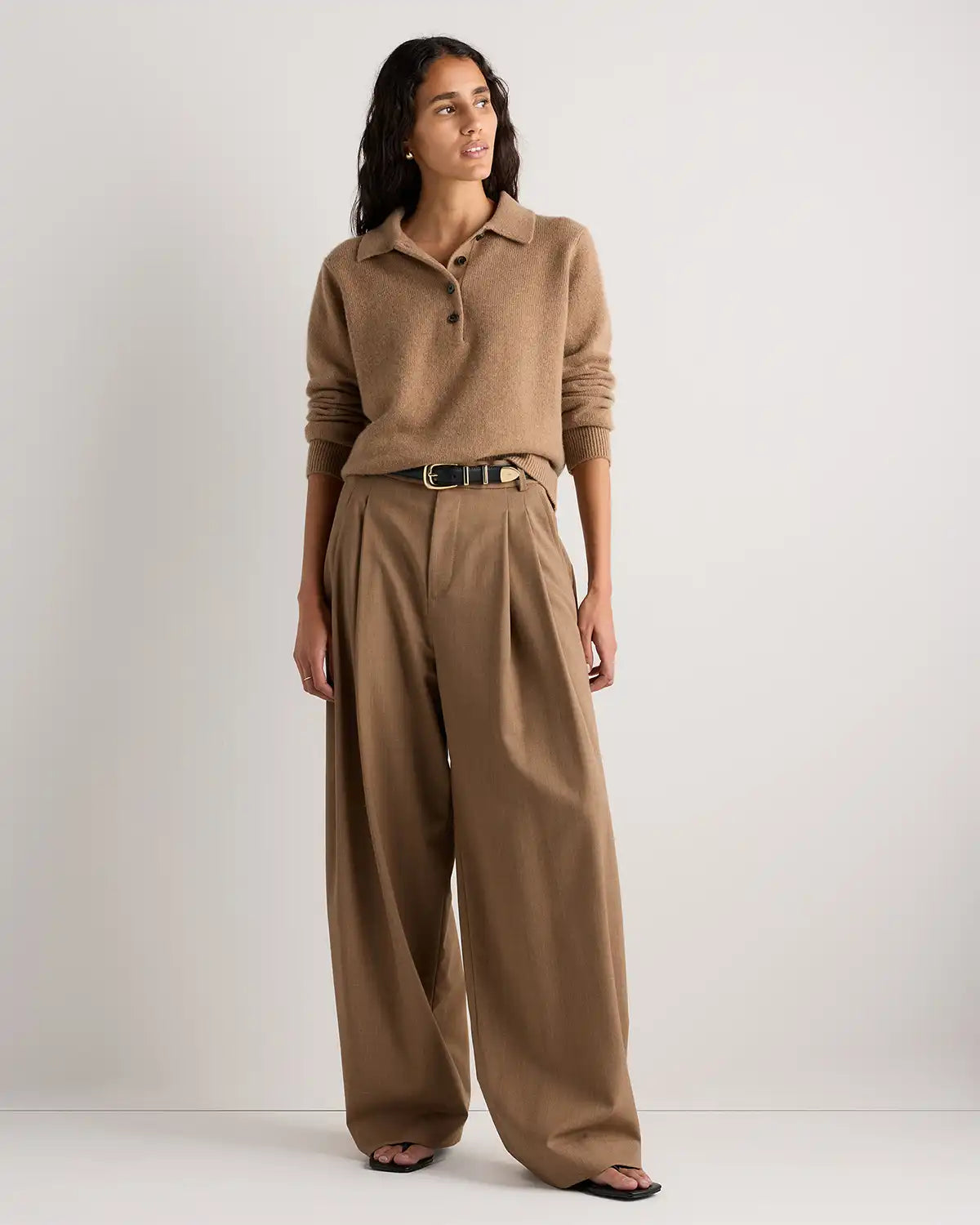 Mongolian Cashmere Button Polo Sweater