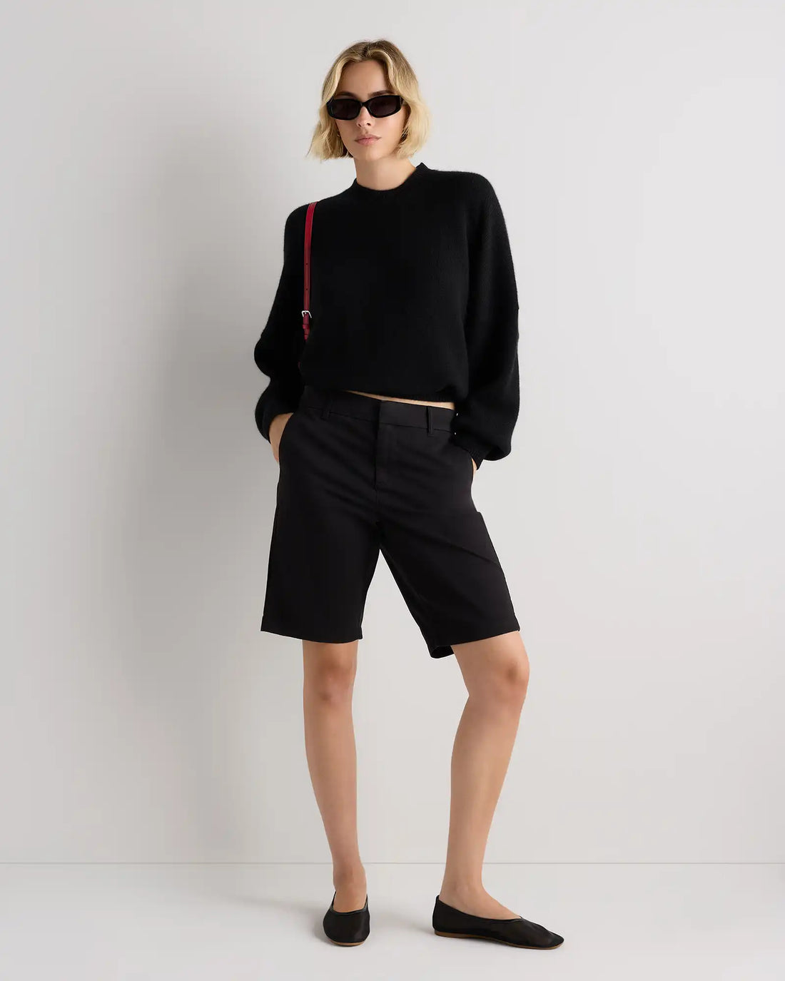 100% Mongolian Cashmere Slouchy Blouson Sleeve Crewneck