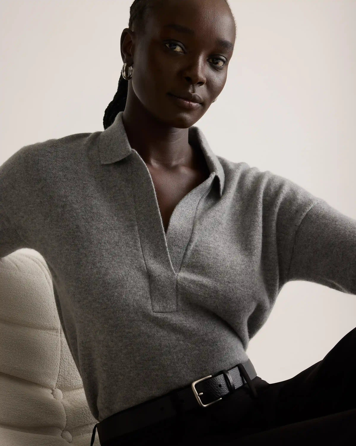 Mongolian Cashmere Polo Sweater