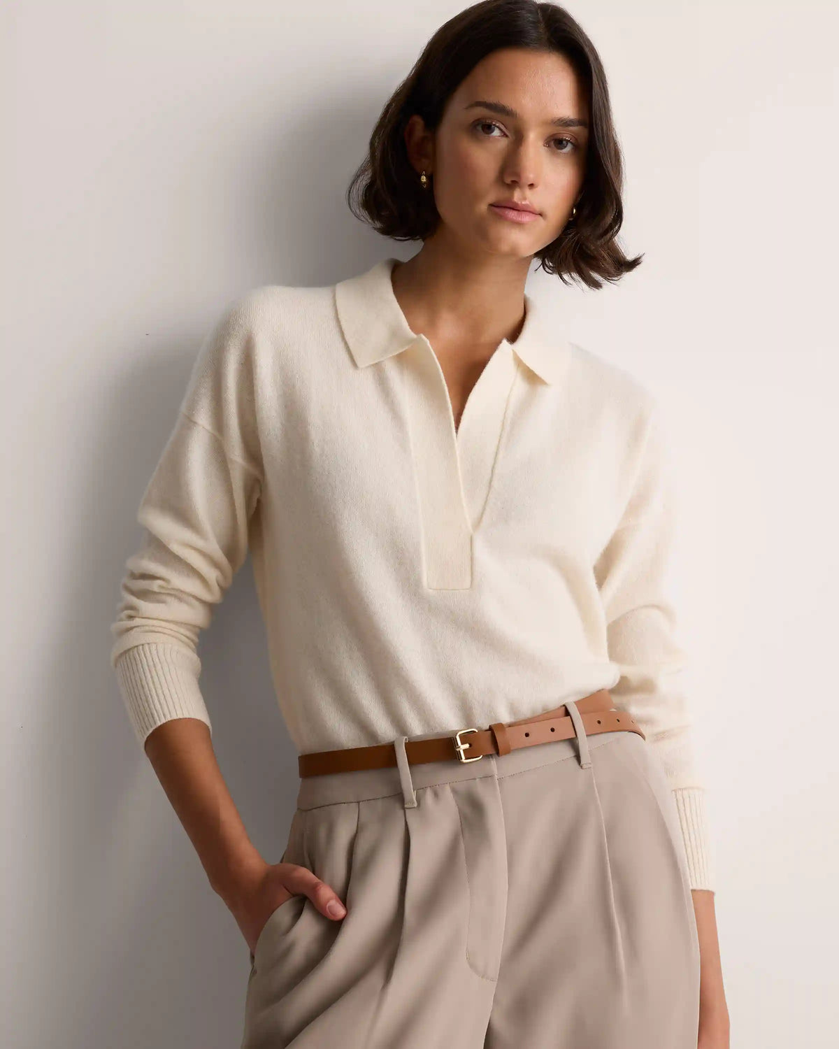 Mongolian Cashmere Polo Sweater