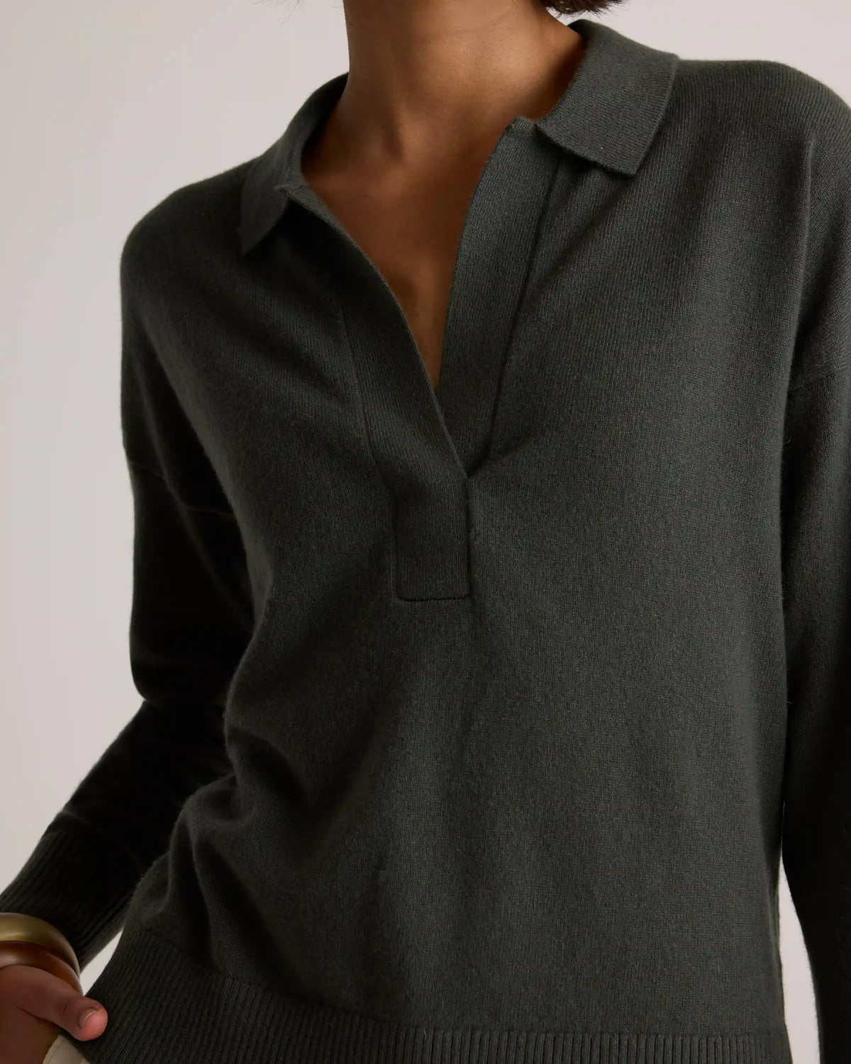 Mongolian Cashmere Polo Sweater