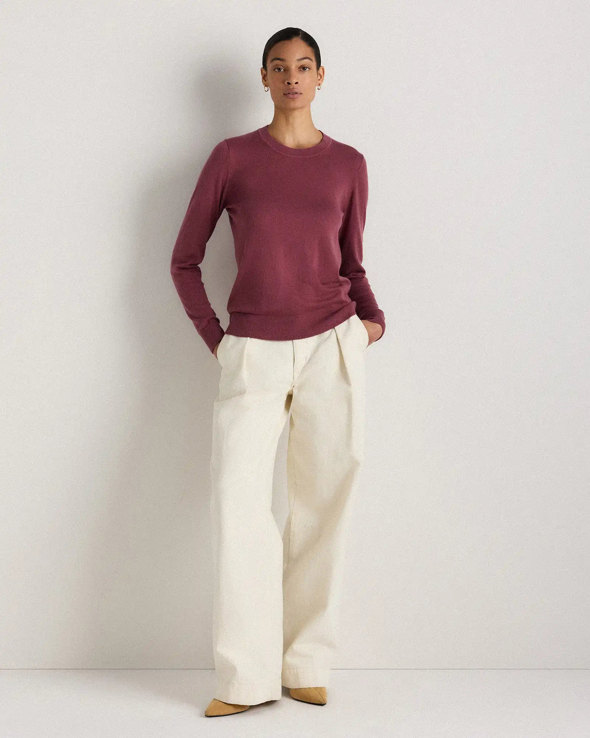 Lightweight Cotton Cashmere Crew Sweater