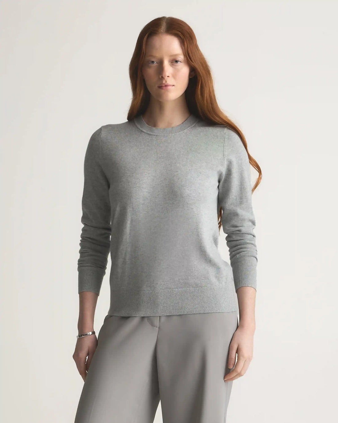 Lightweight Cotton Cashmere Crew Sweater