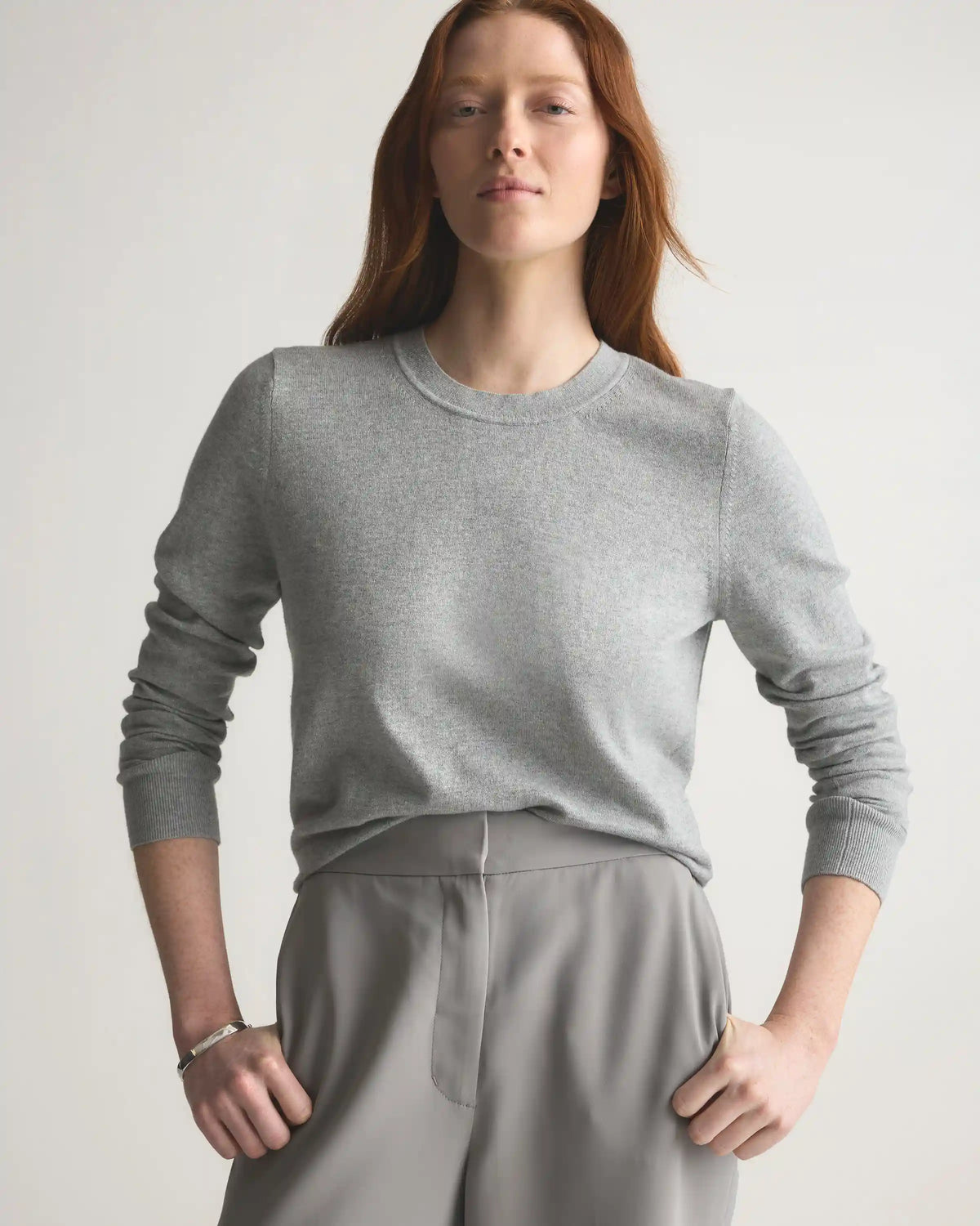 Lightweight Cotton Cashmere Crew Sweater