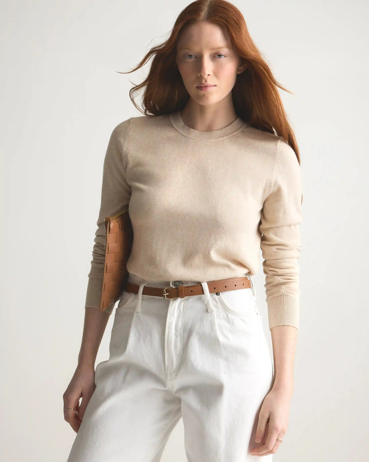 Lightweight Cotton Cashmere Crew Sweater