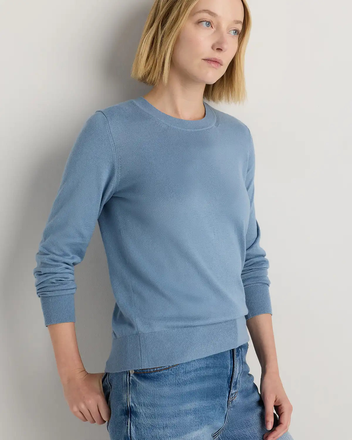 Lightweight Cotton Cashmere Crew Sweater
