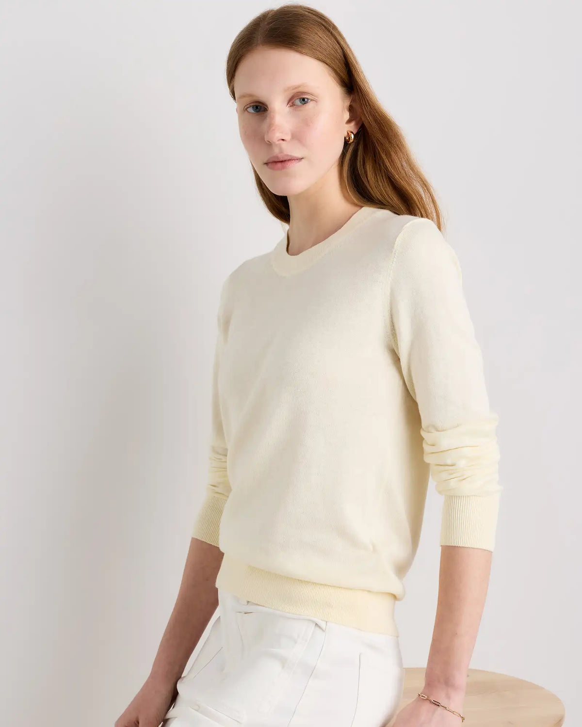 Lightweight Cotton Cashmere Crew Sweater