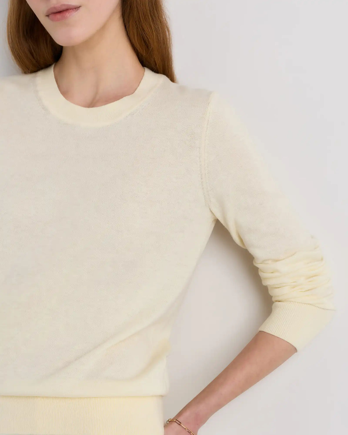 Lightweight Cotton Cashmere Crew Sweater