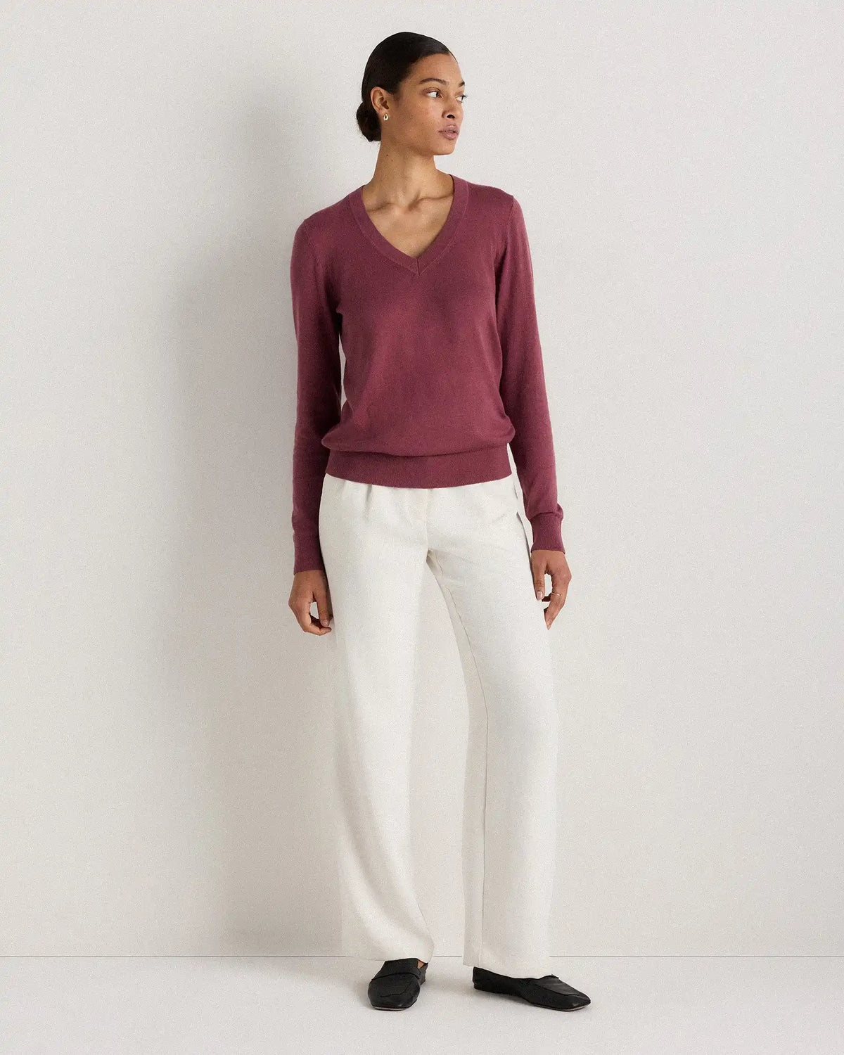 Lightweight Cotton Cashmere V-Neck Sweater