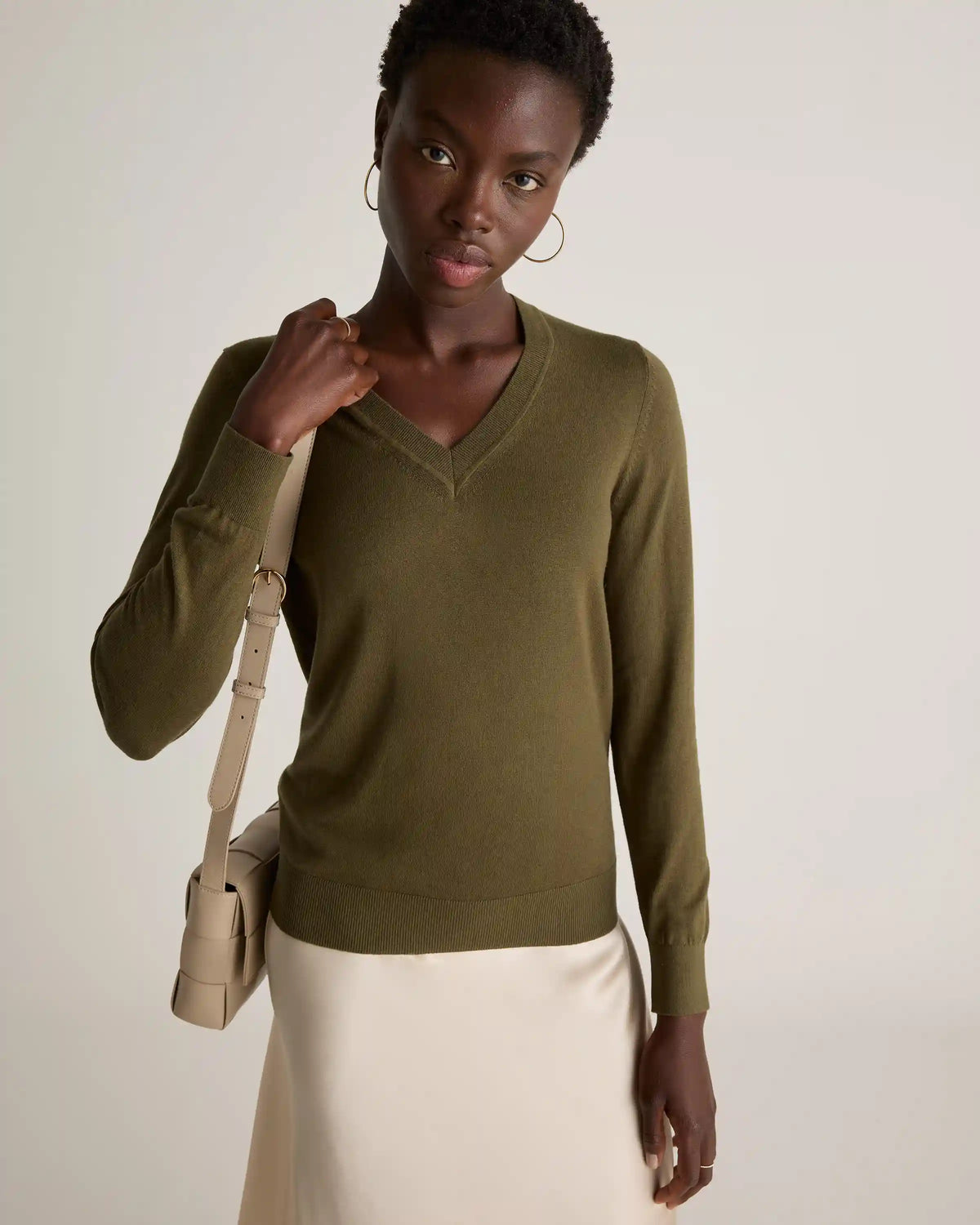 Lightweight Cotton Cashmere V-Neck Sweater
