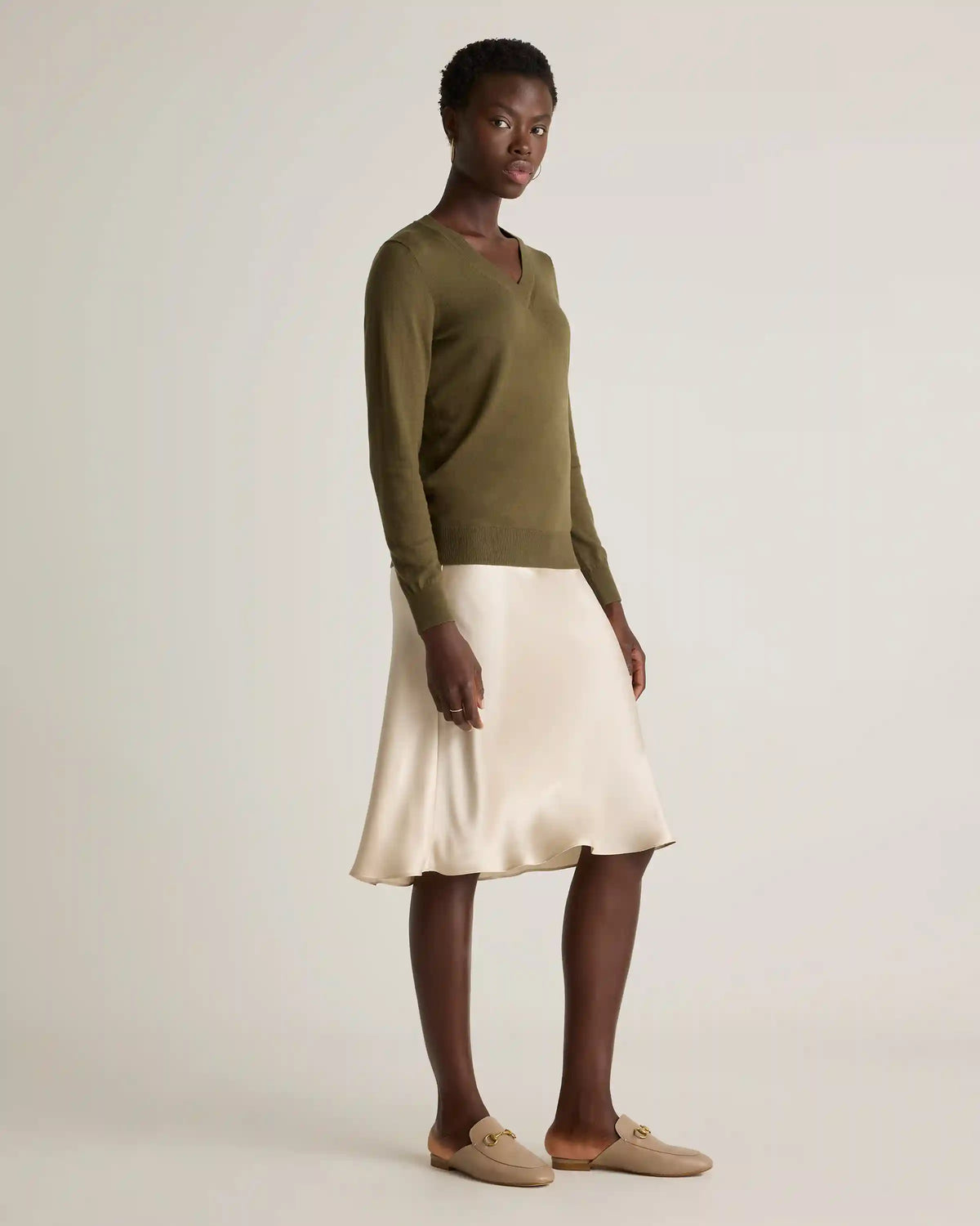 Lightweight Cotton Cashmere V-Neck Sweater