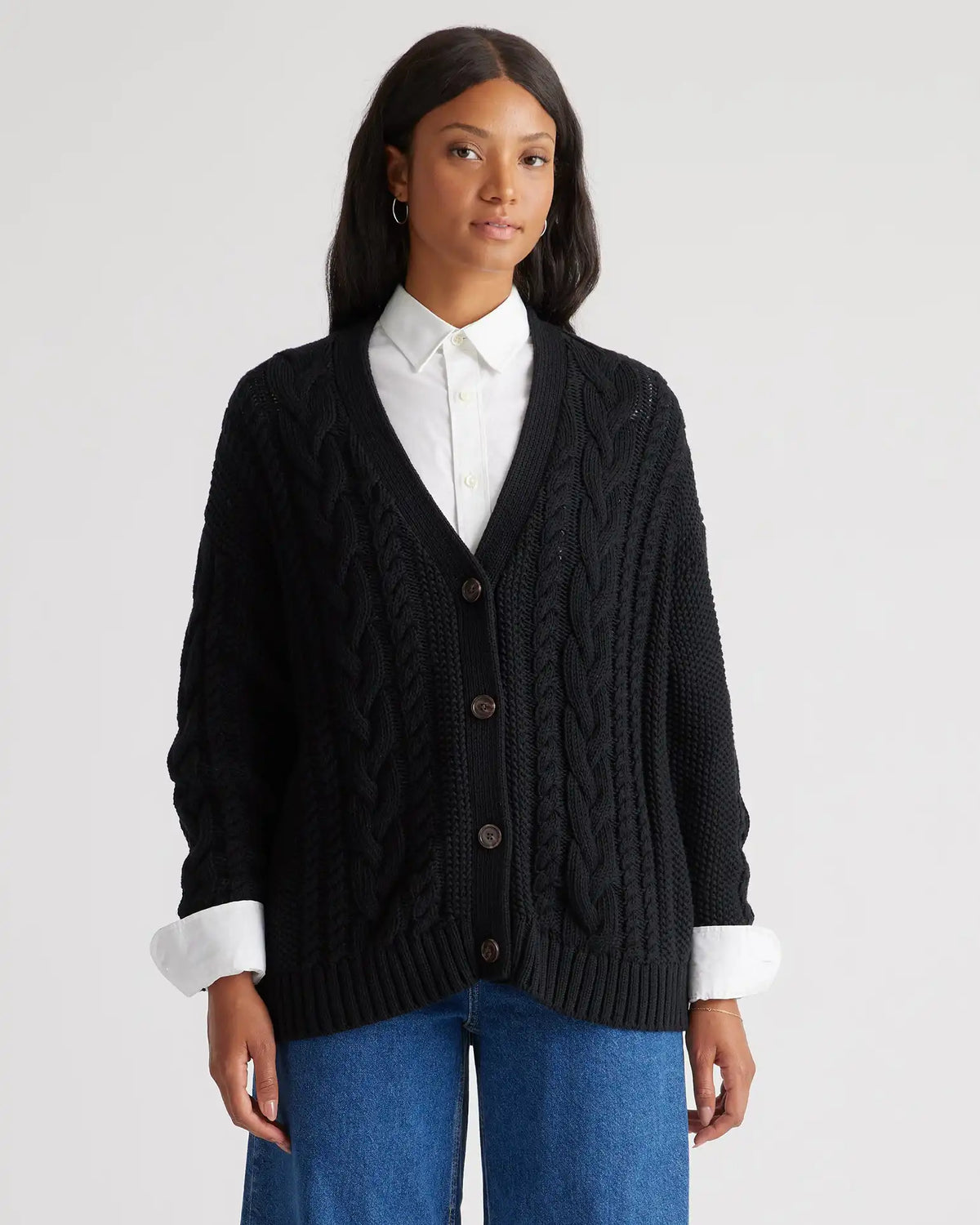 100% Organic Cotton Oversized Cable Cardigan