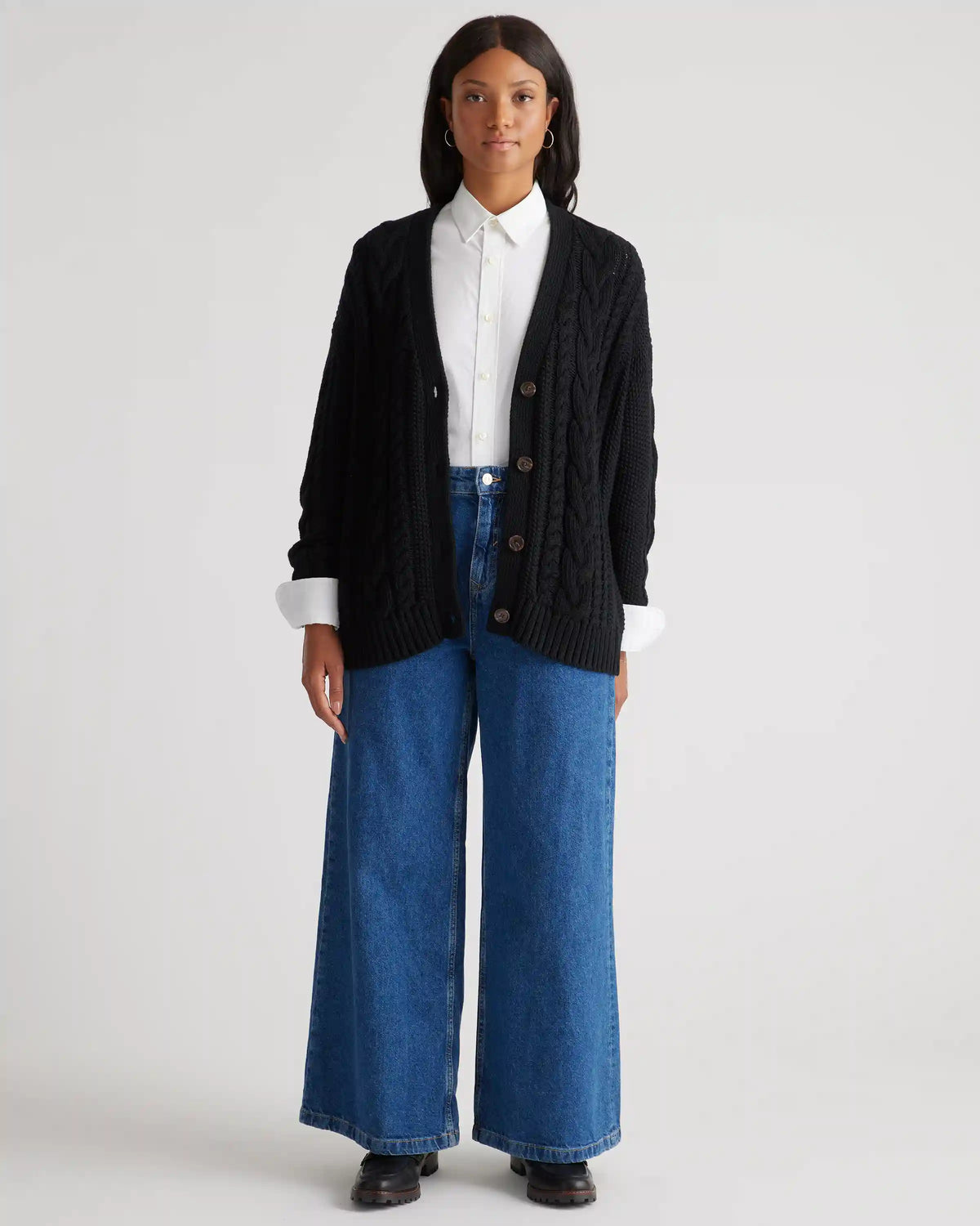 100% Organic Cotton Oversized Cable Cardigan