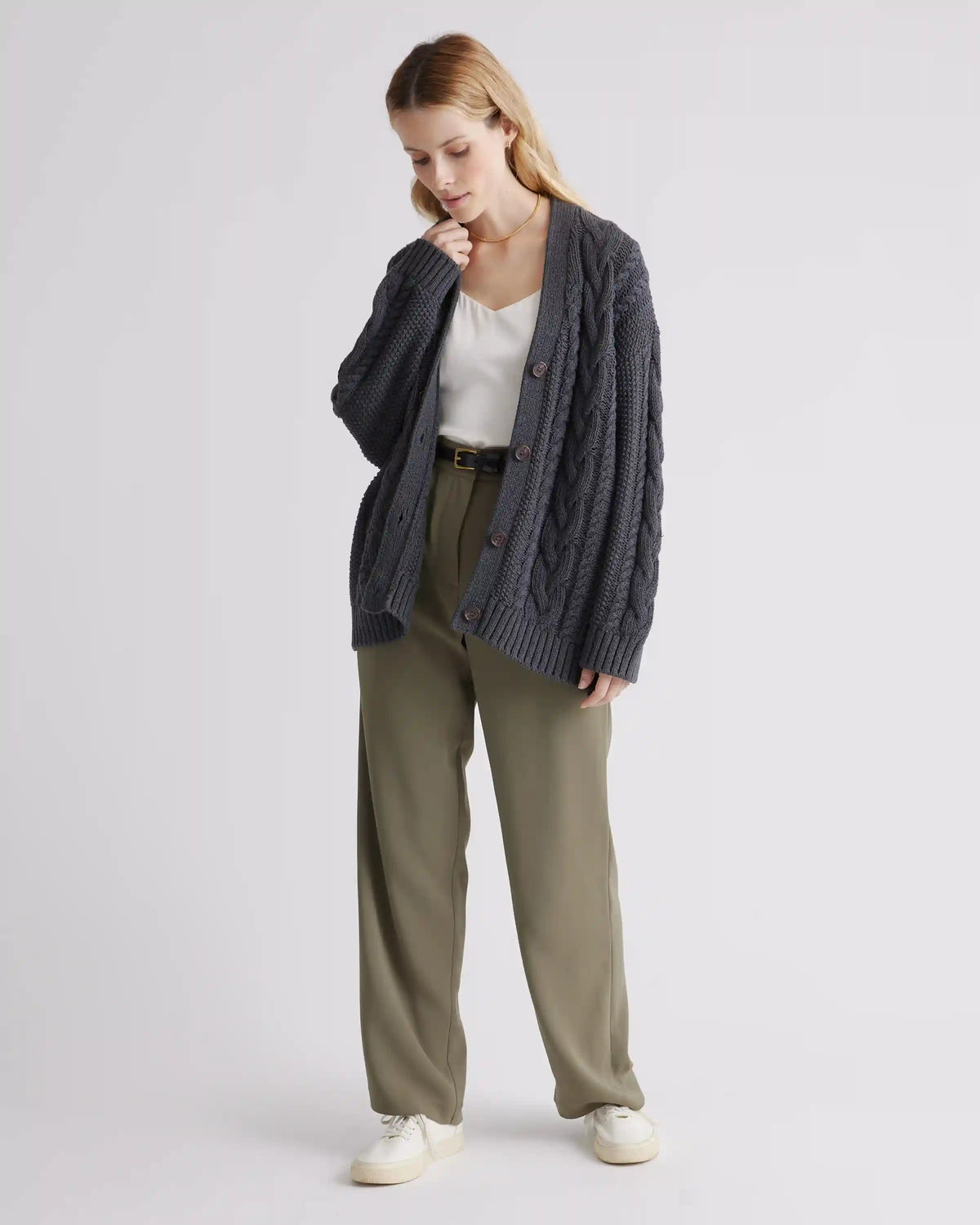 100% Organic Cotton Oversized Cable Cardigan