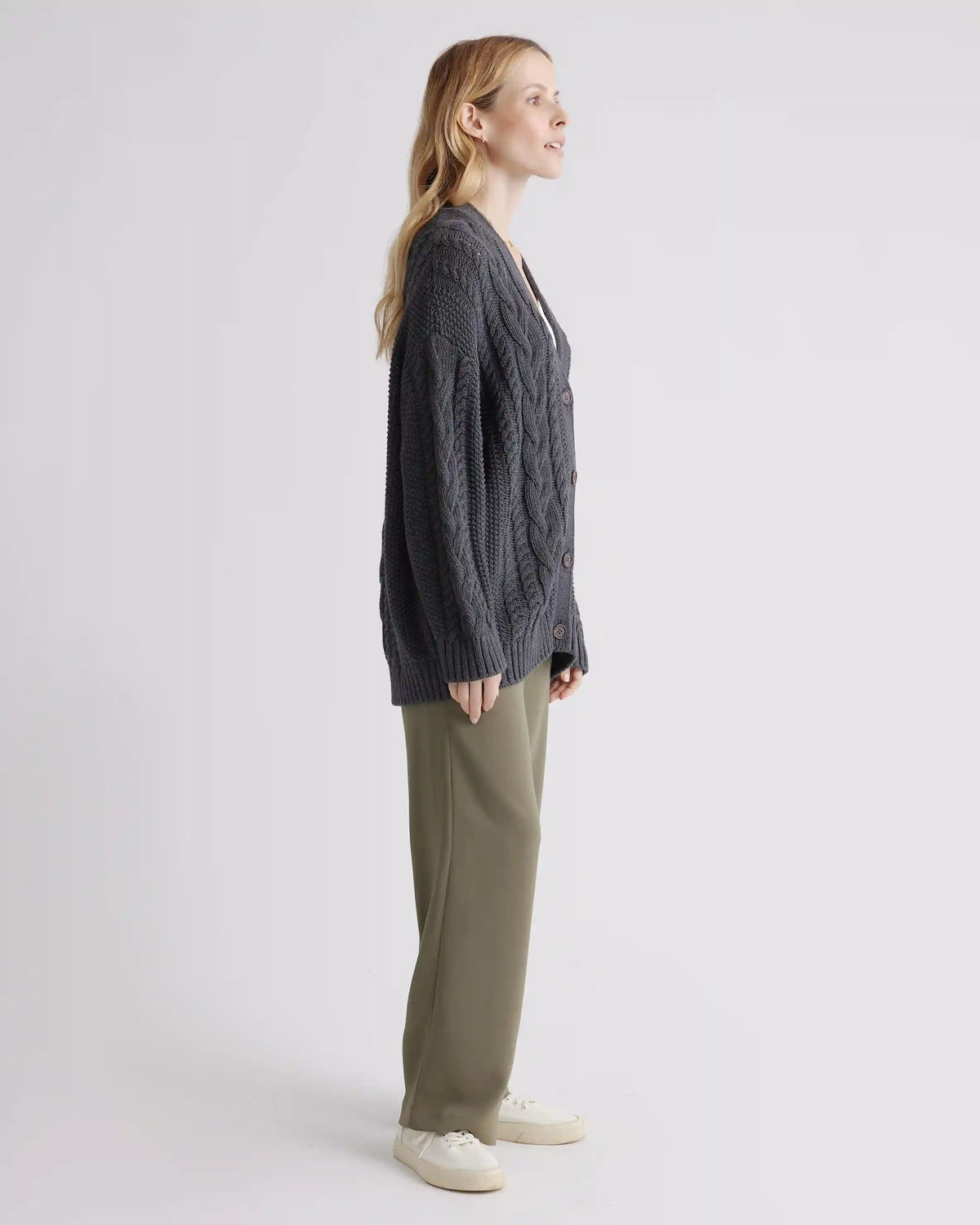 100% Organic Cotton Oversized Cable Cardigan