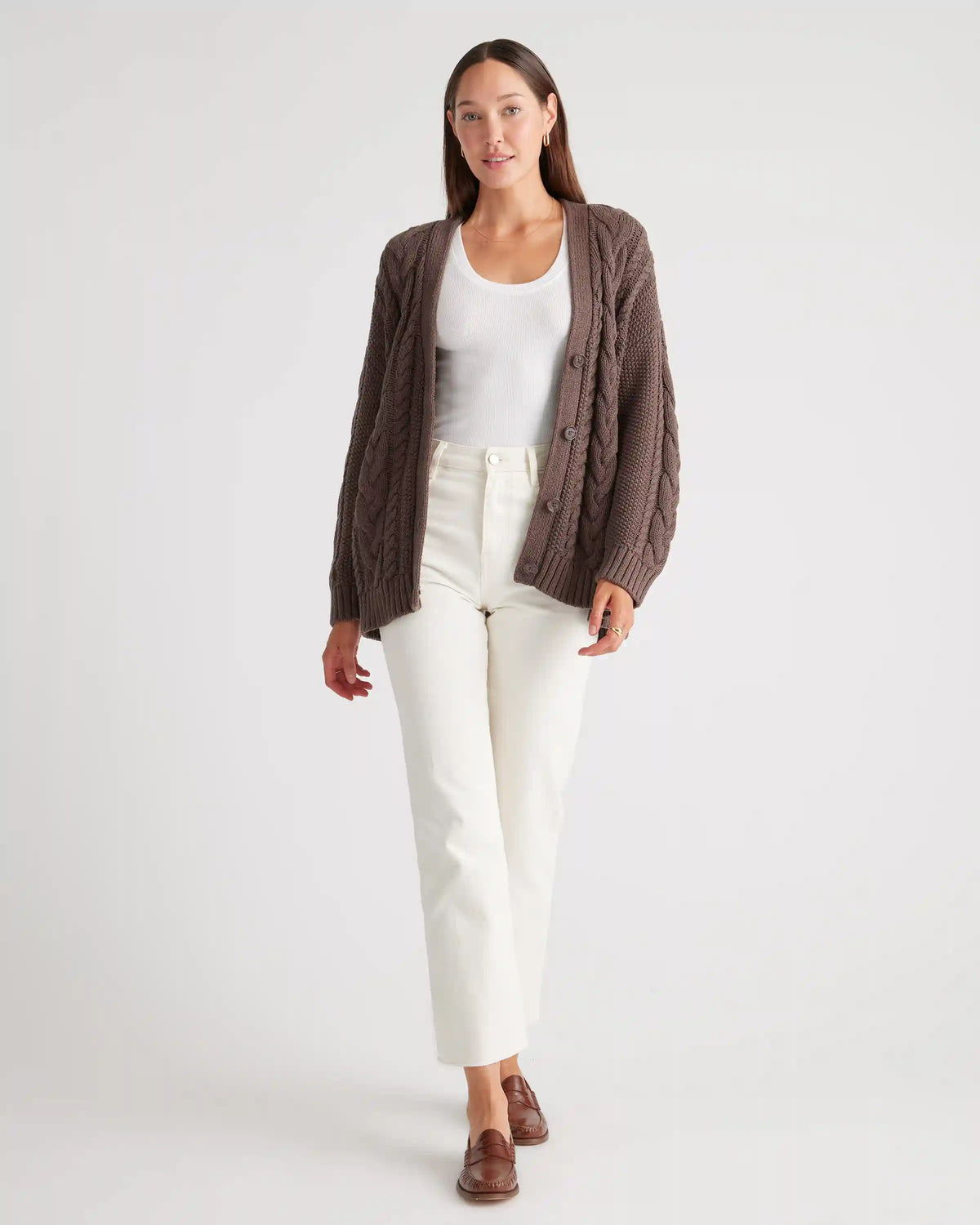100% Organic Cotton Oversized Cable Cardigan