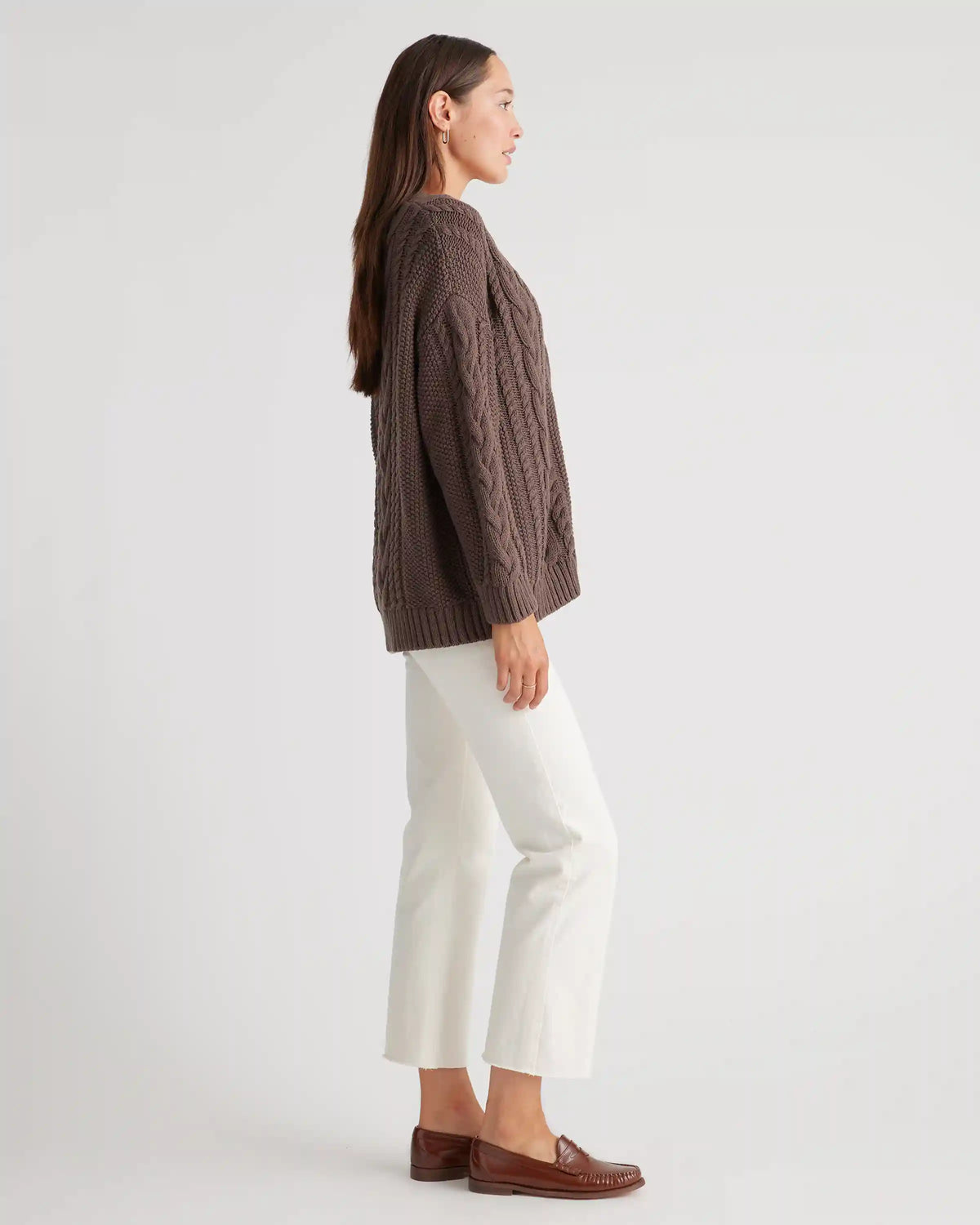 100% Organic Cotton Oversized Cable Cardigan