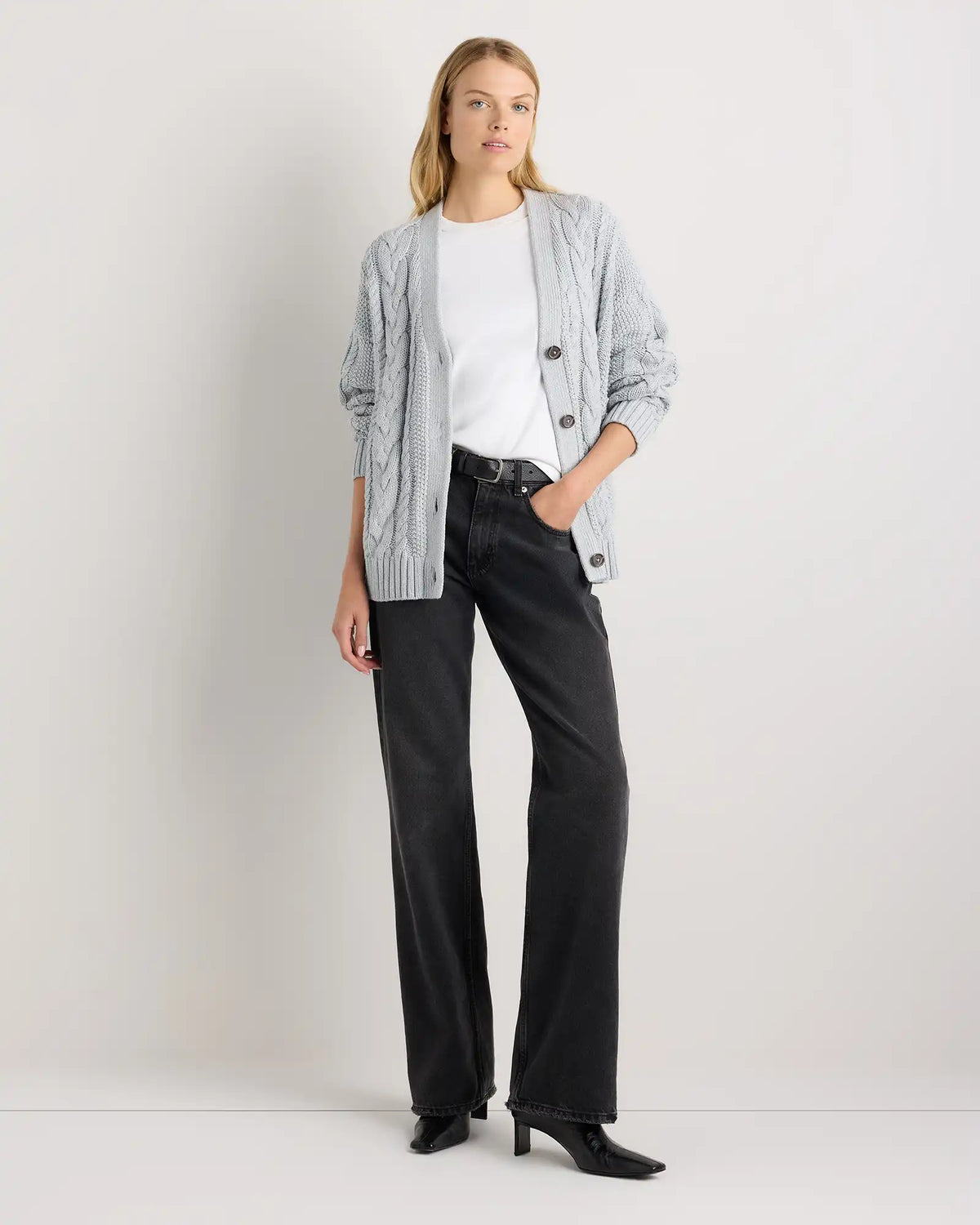 100% Organic Cotton Oversized Cable Cardigan