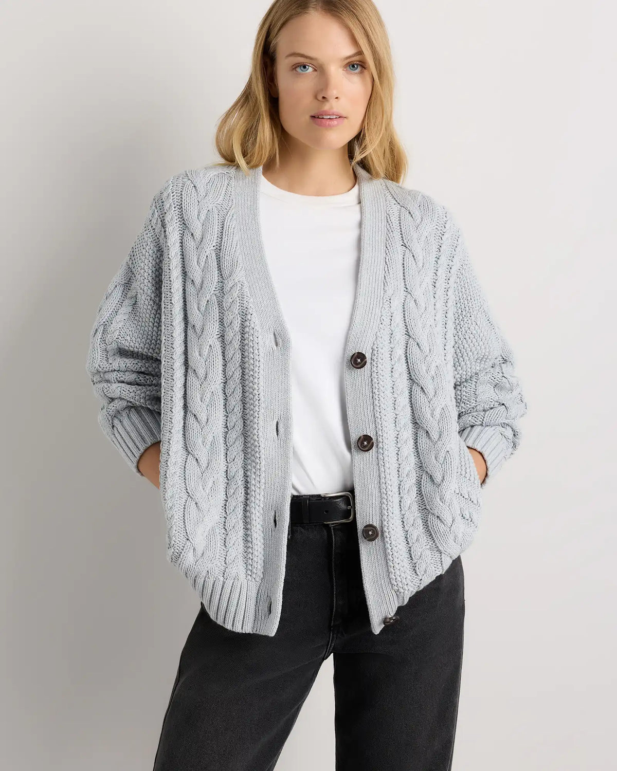 100% Organic Cotton Oversized Cable Cardigan
