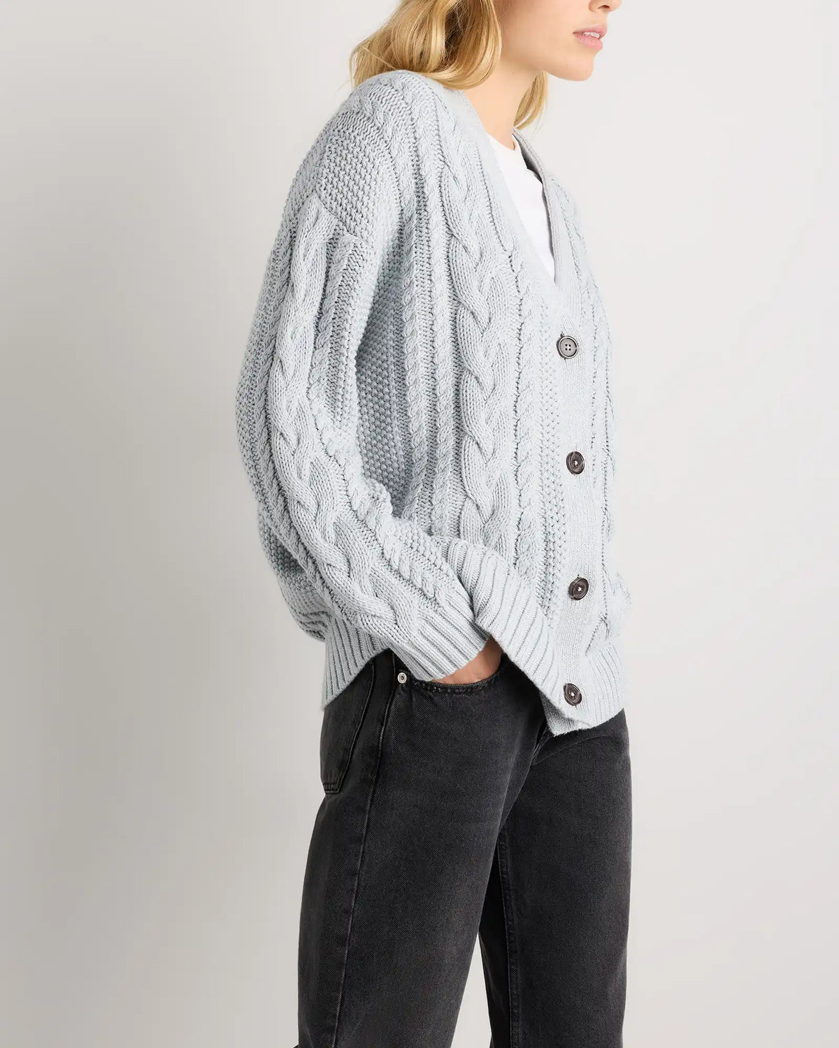 100% Organic Cotton Oversized Cable Cardigan