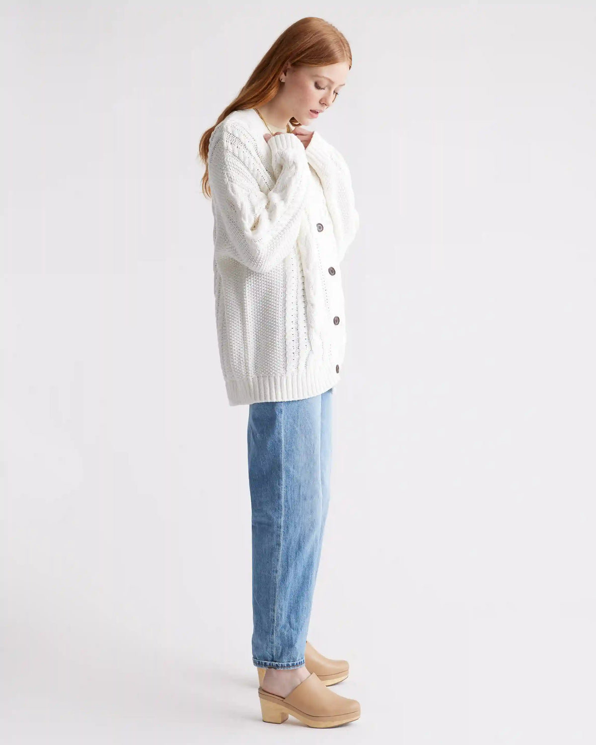 100% Organic Cotton Oversized Cable Cardigan