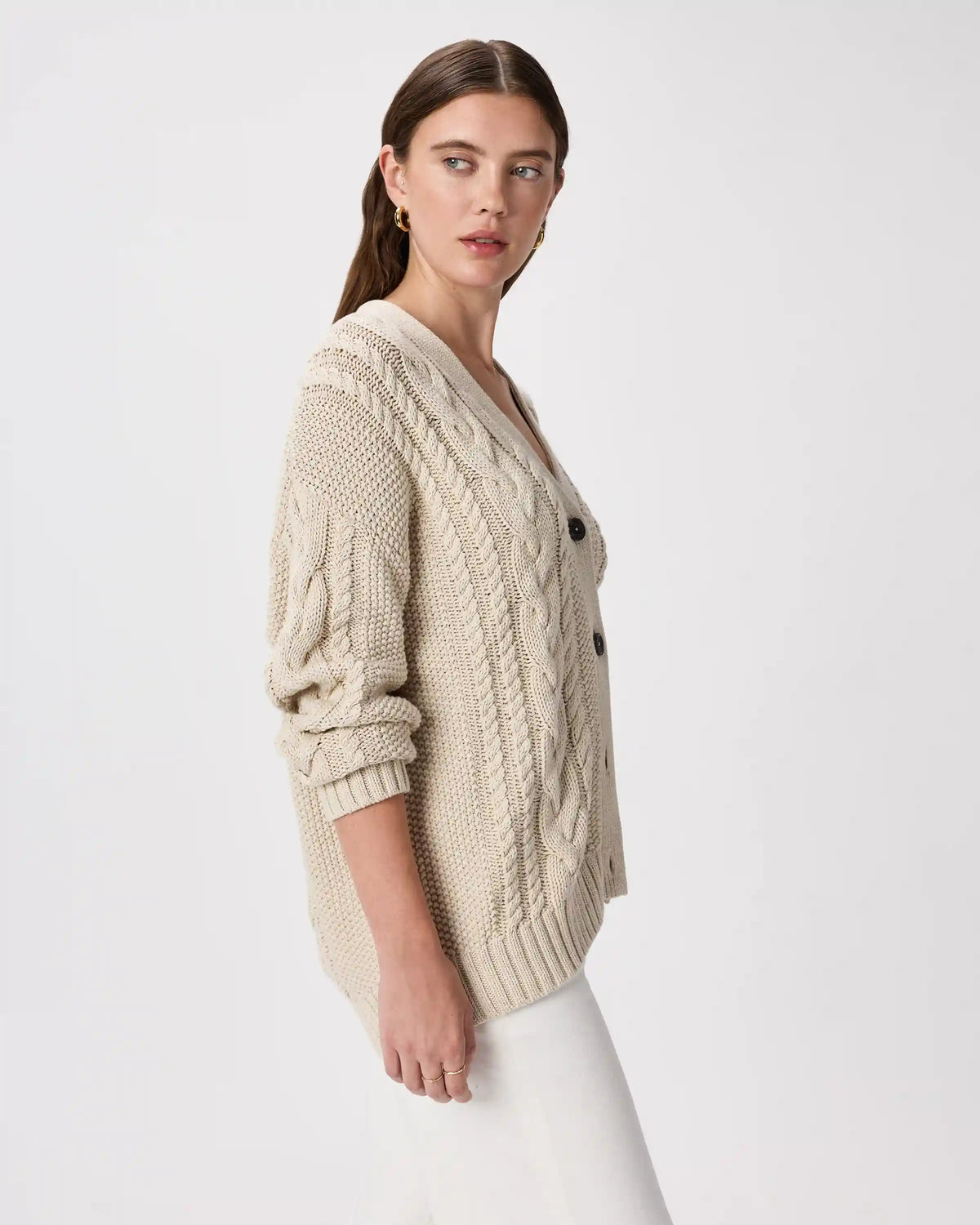 100% Organic Cotton Oversized Cable Cardigan
