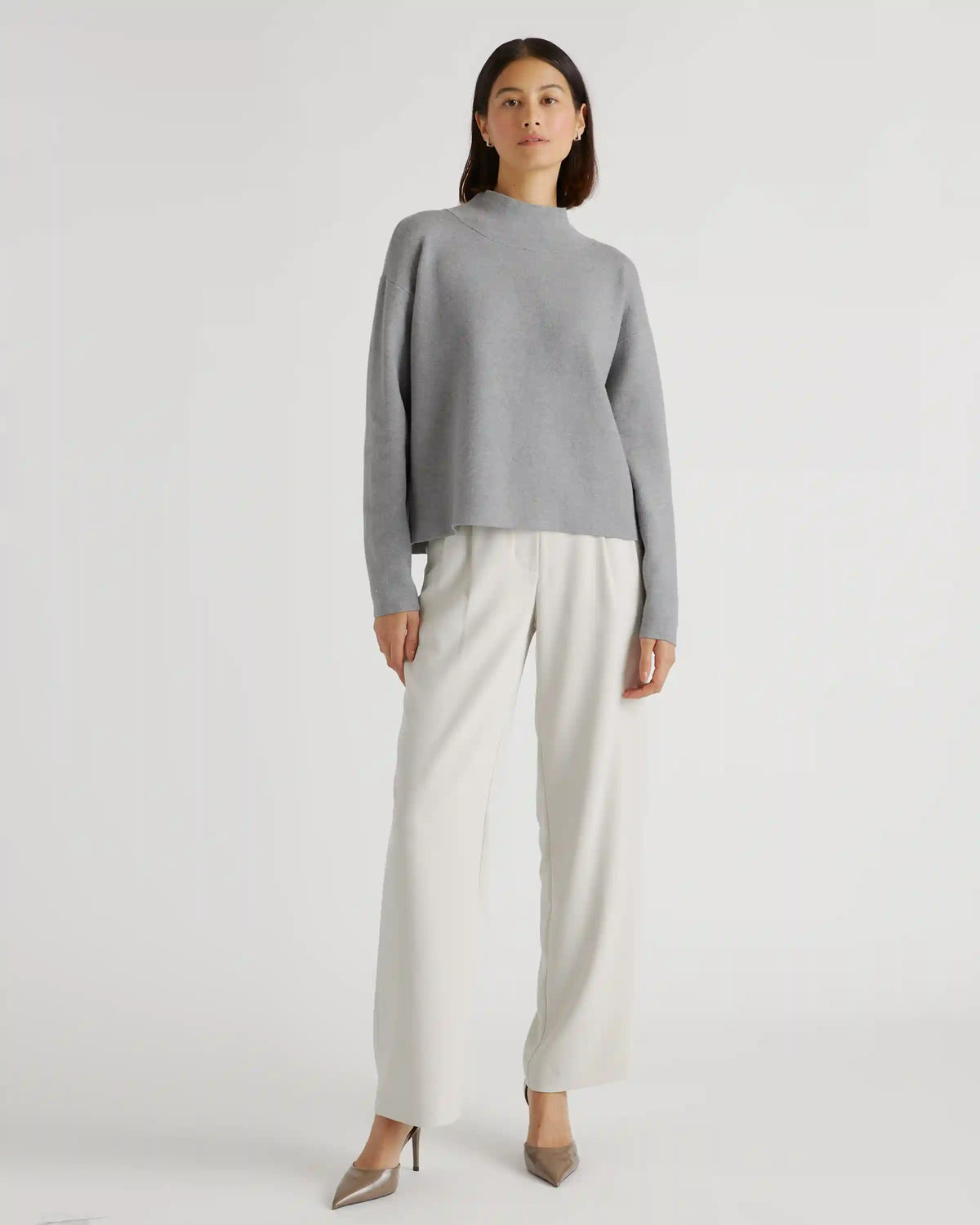 Eco-Knit Milano Stitch Mock Neck Pullover