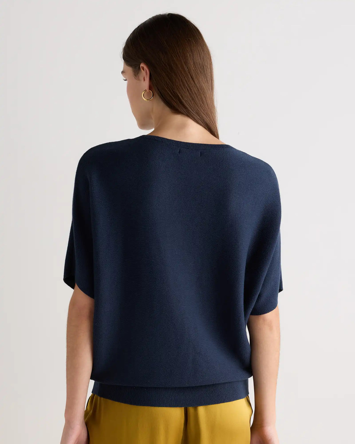 Lightweight Cotton Cashmere Link-Stitch Dolman Sweater