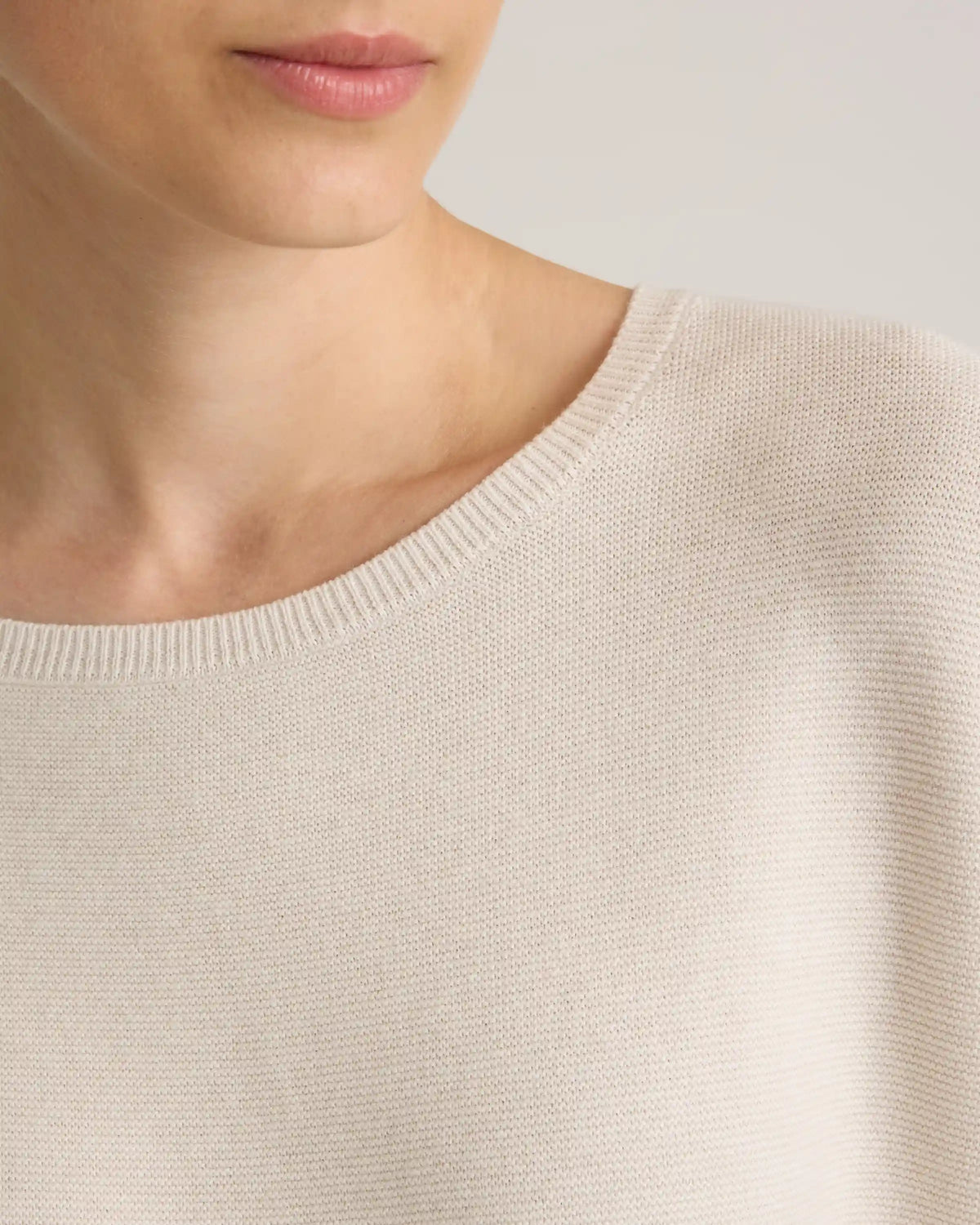Lightweight Cotton Cashmere Link-Stitch Dolman Sweater