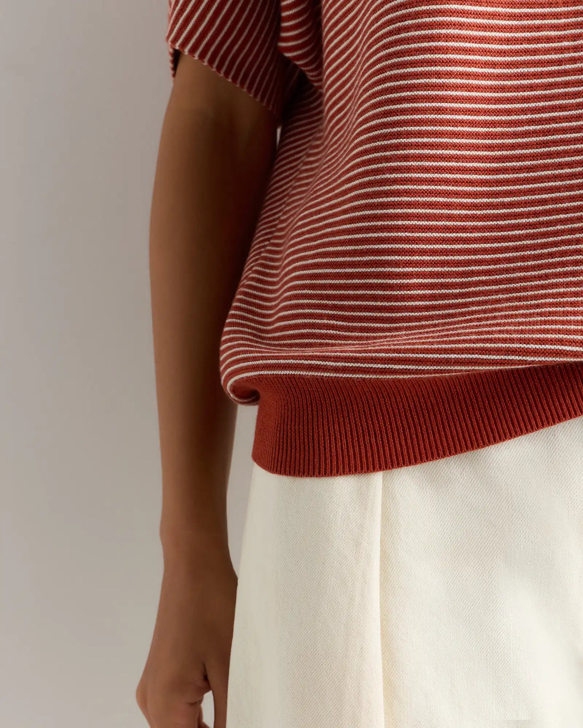 Lightweight Cotton Cashmere Link-Stitch Dolman Sweater