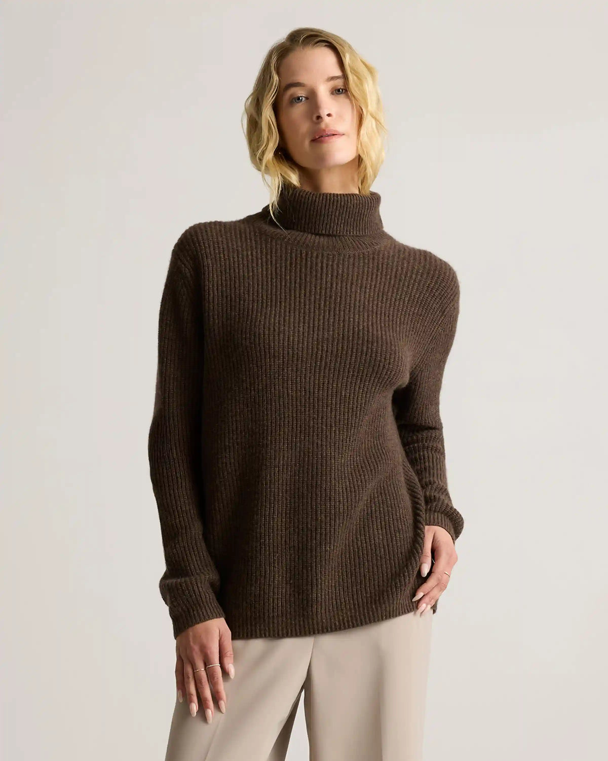 Mongolian Cashmere Fisherman Turtleneck Sweater