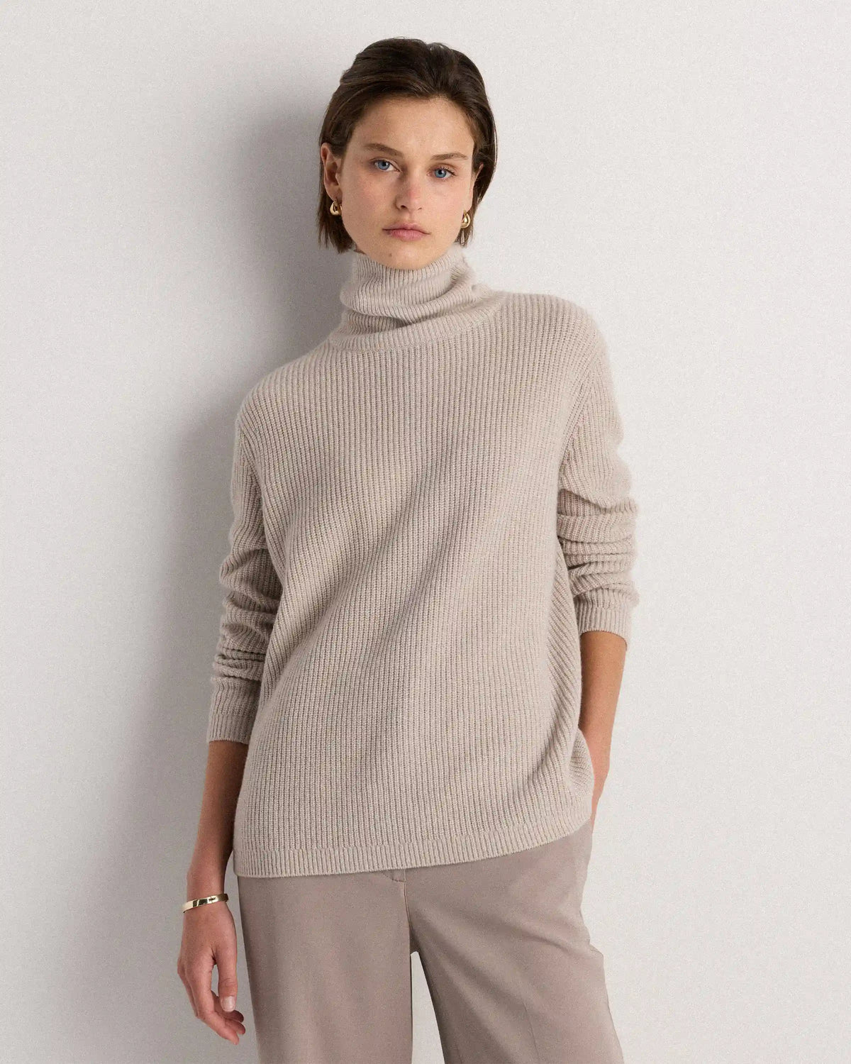 Mongolian Cashmere Fisherman Turtleneck Sweater