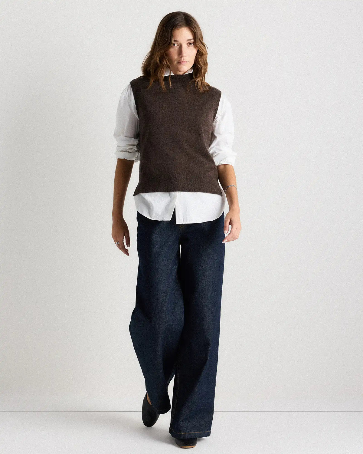 Mongolian Cashmere Mock Neck Sweater Vest