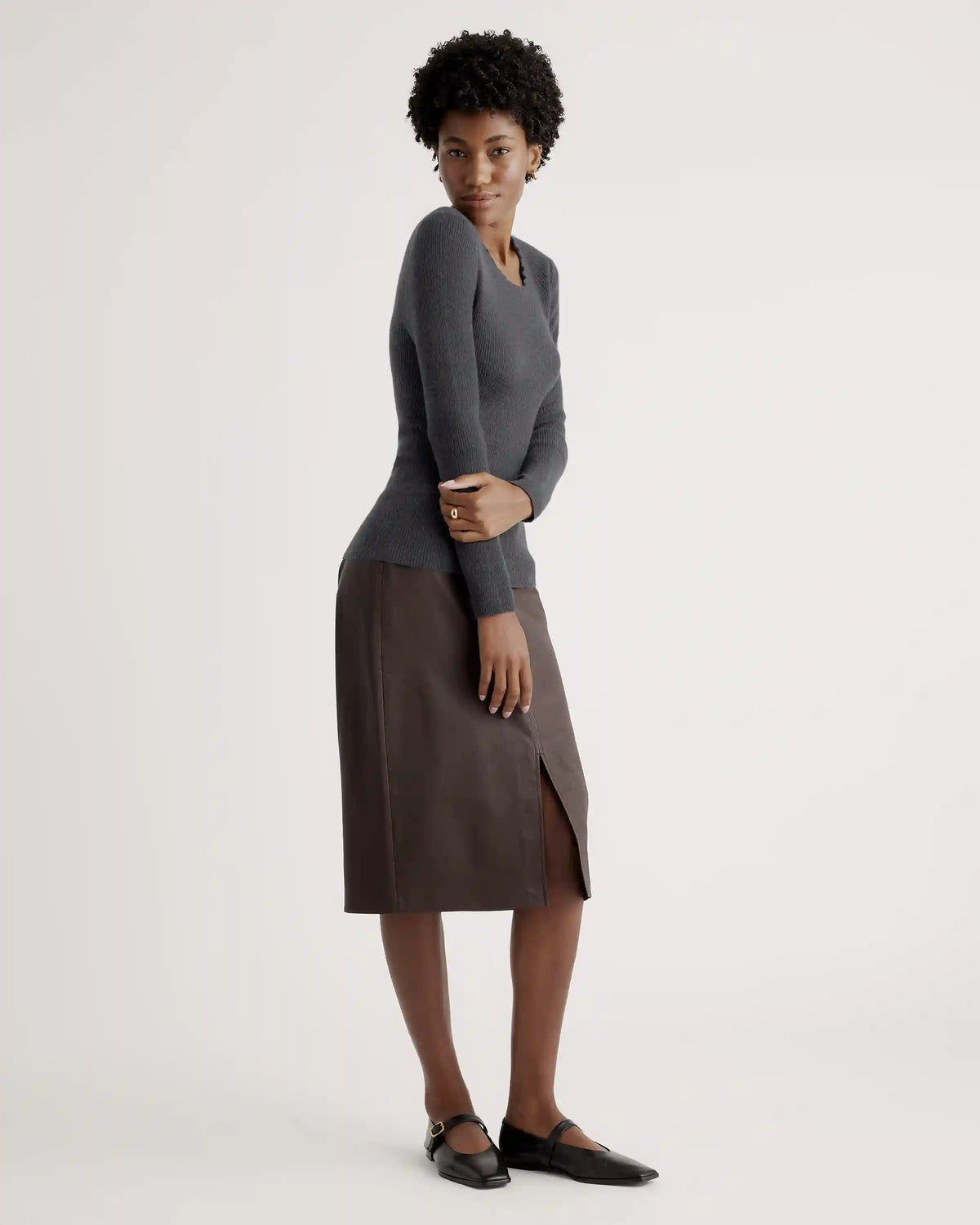 Featherweight Cashmere Ribbed Crewneck Sweater