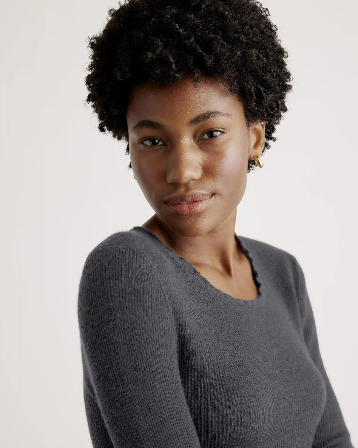 Featherweight Cashmere Ribbed Crewneck Sweater