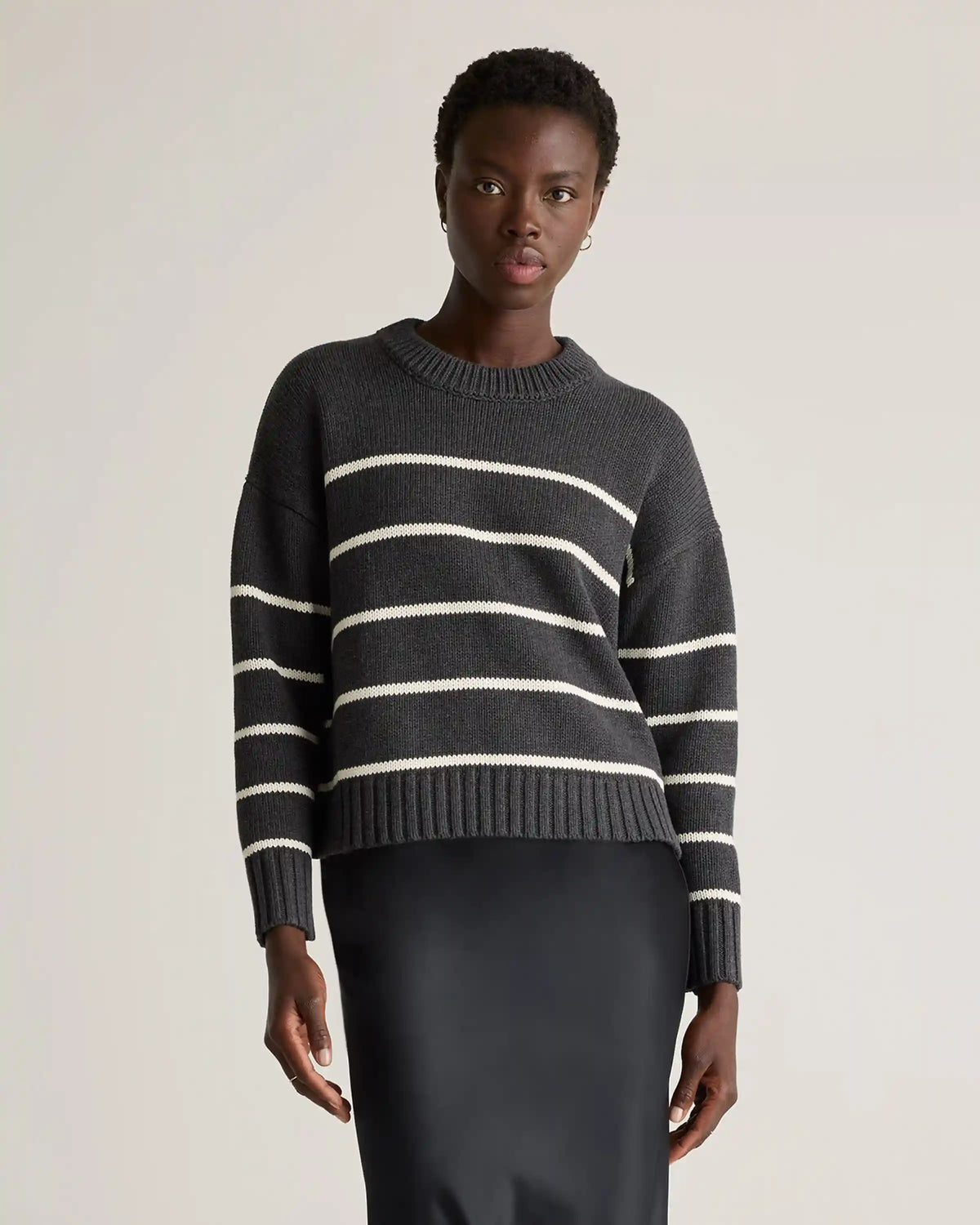 100% Organic Cotton Striped Crew Sweater