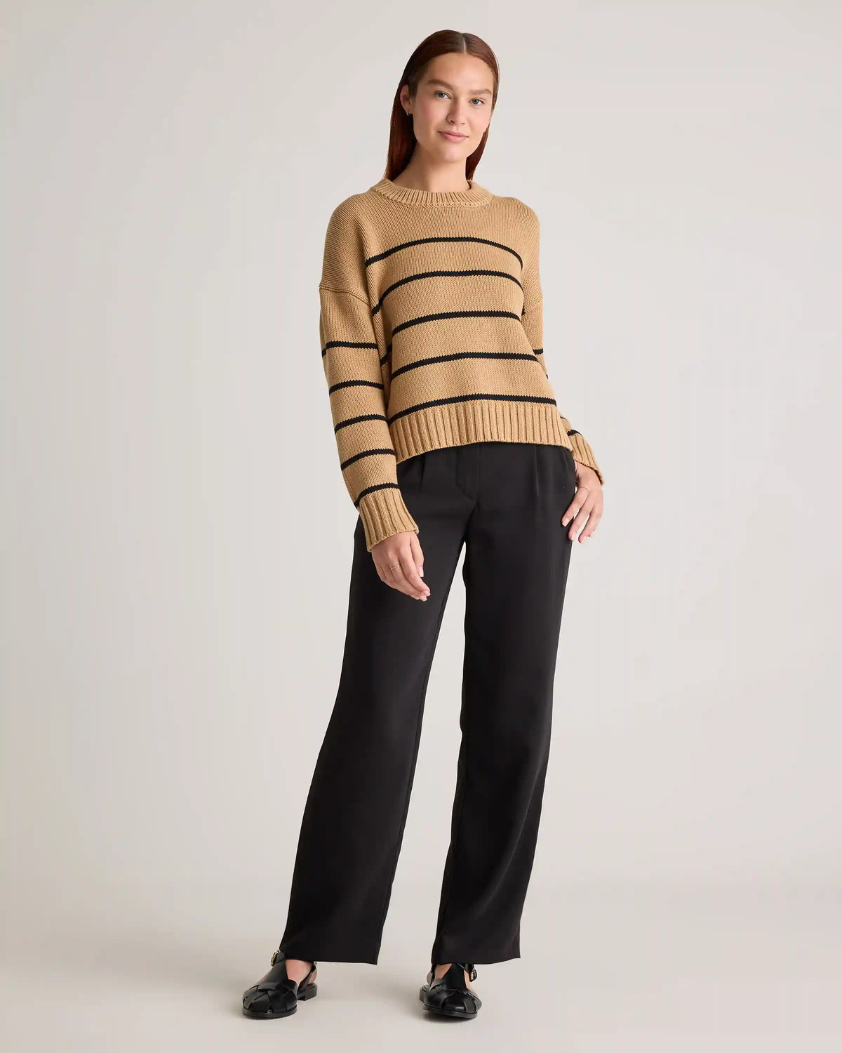 100% Organic Cotton Striped Crew Sweater