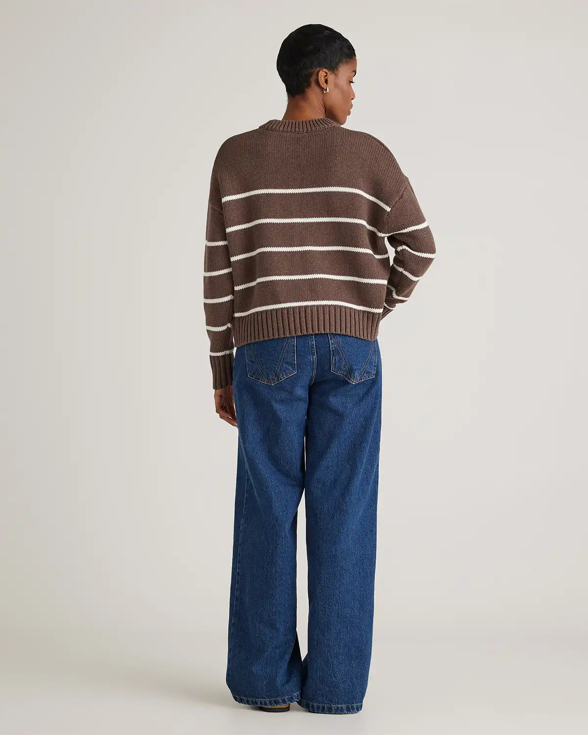 100% Organic Cotton Striped Crew Sweater