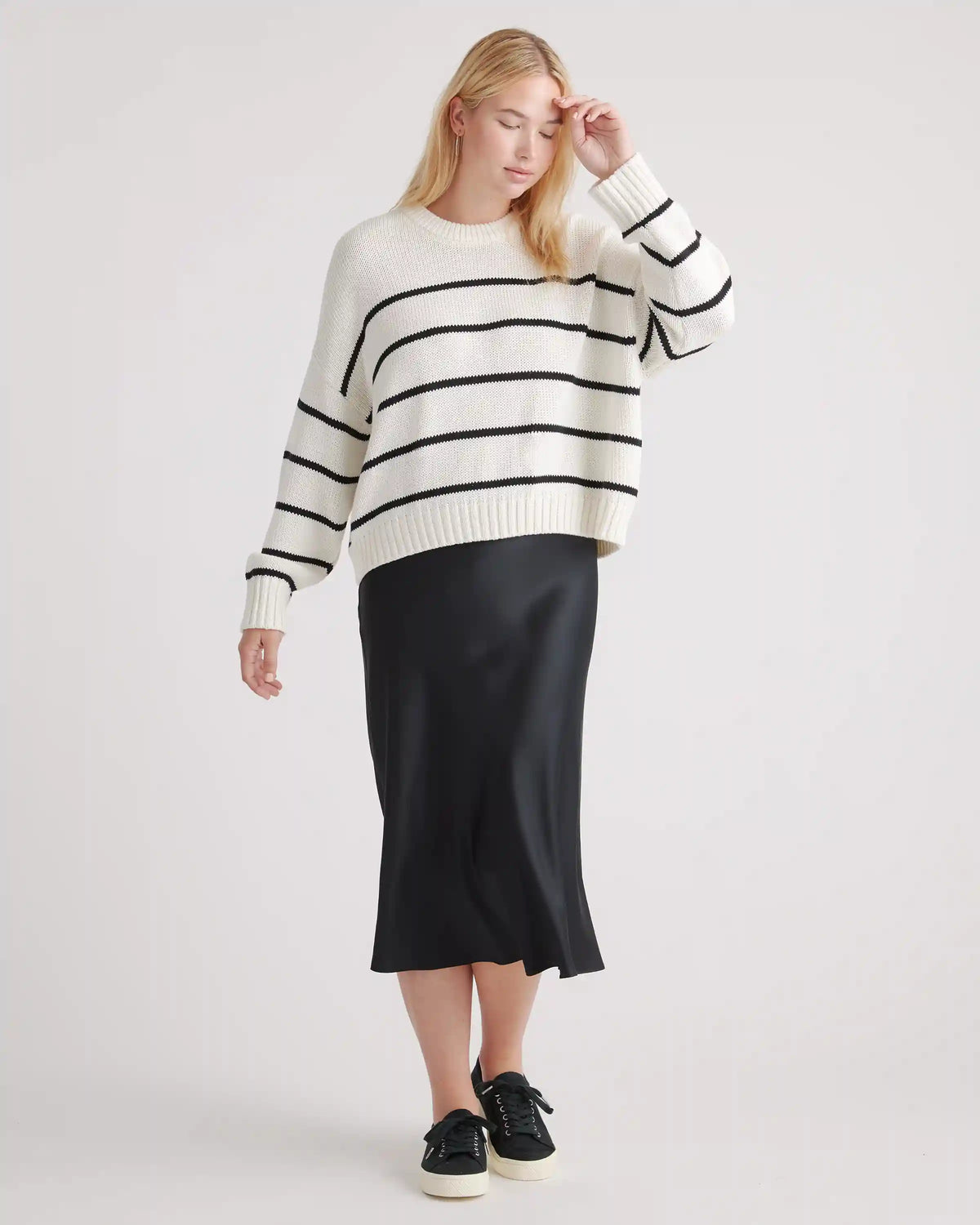 100% Organic Cotton Striped Crew Sweater