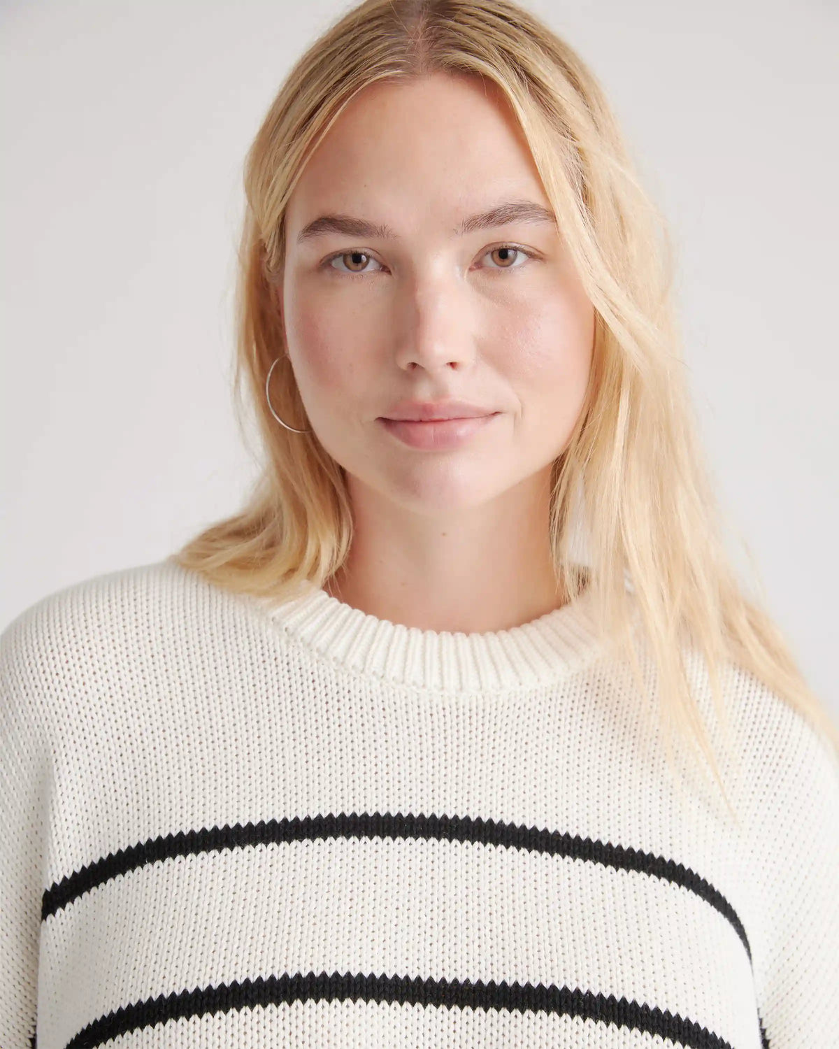 100% Organic Cotton Striped Crew Sweater