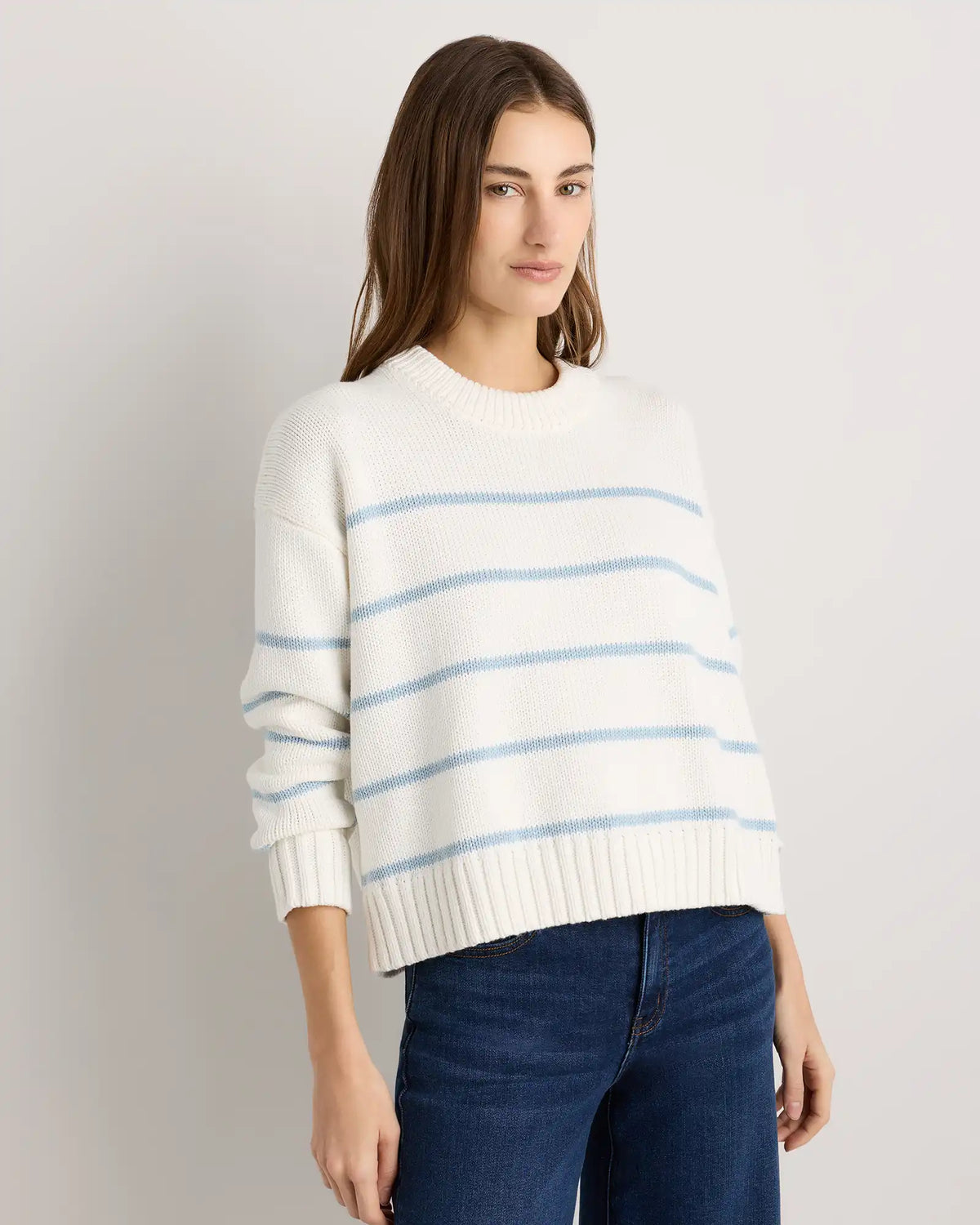 100% Organic Cotton Striped Crew Sweater