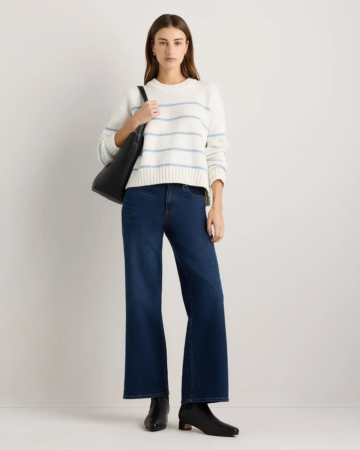 100% Organic Cotton Striped Crew Sweater