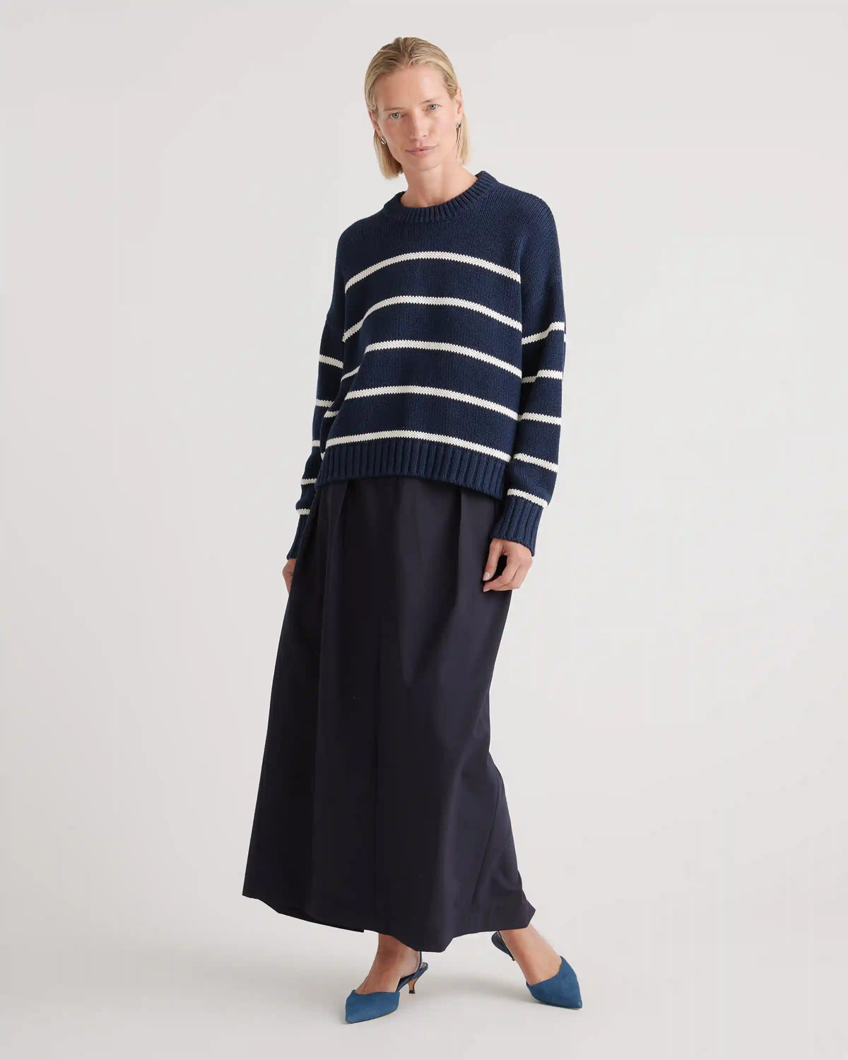100% Organic Cotton Striped Crew Sweater