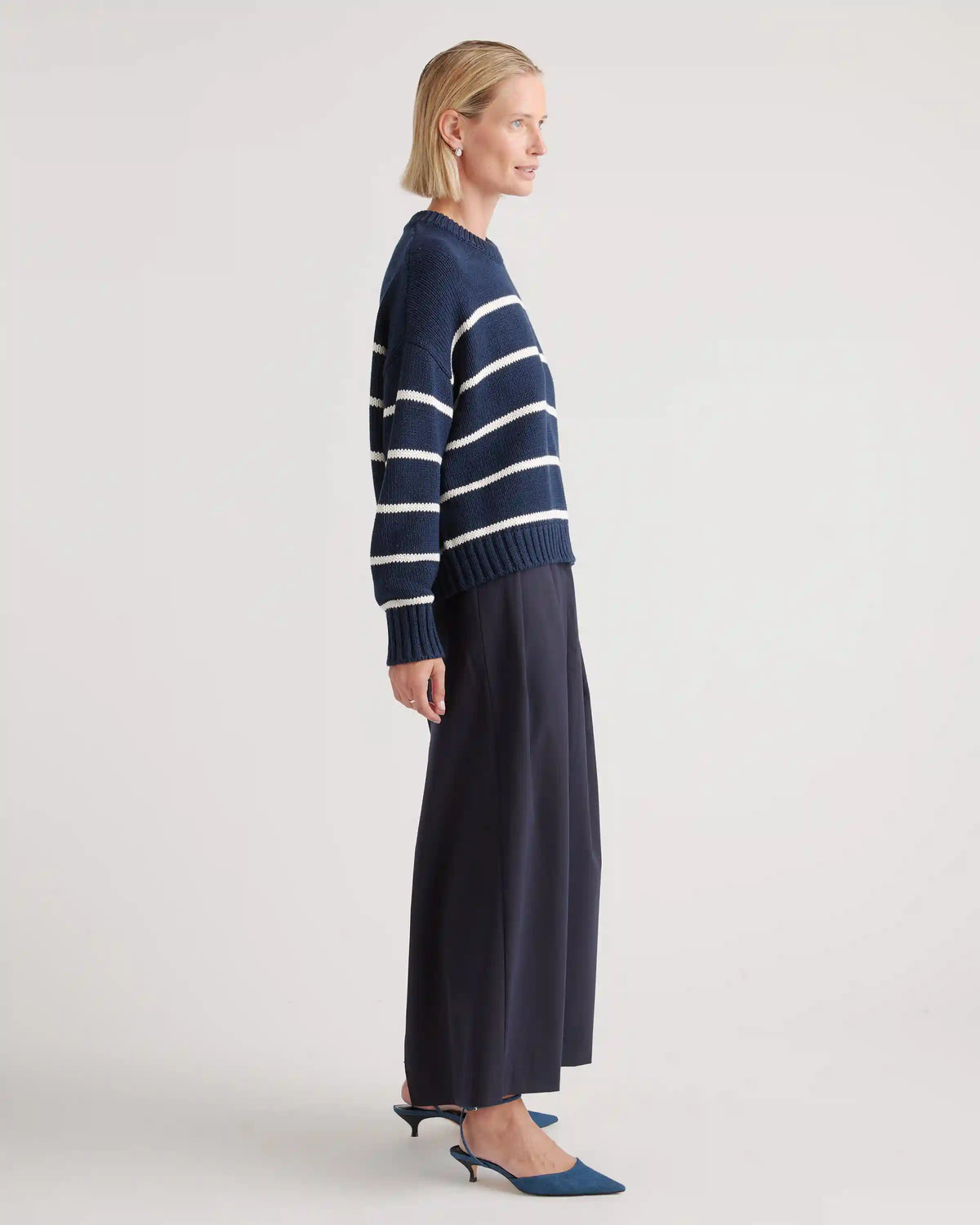 100% Organic Cotton Striped Crew Sweater