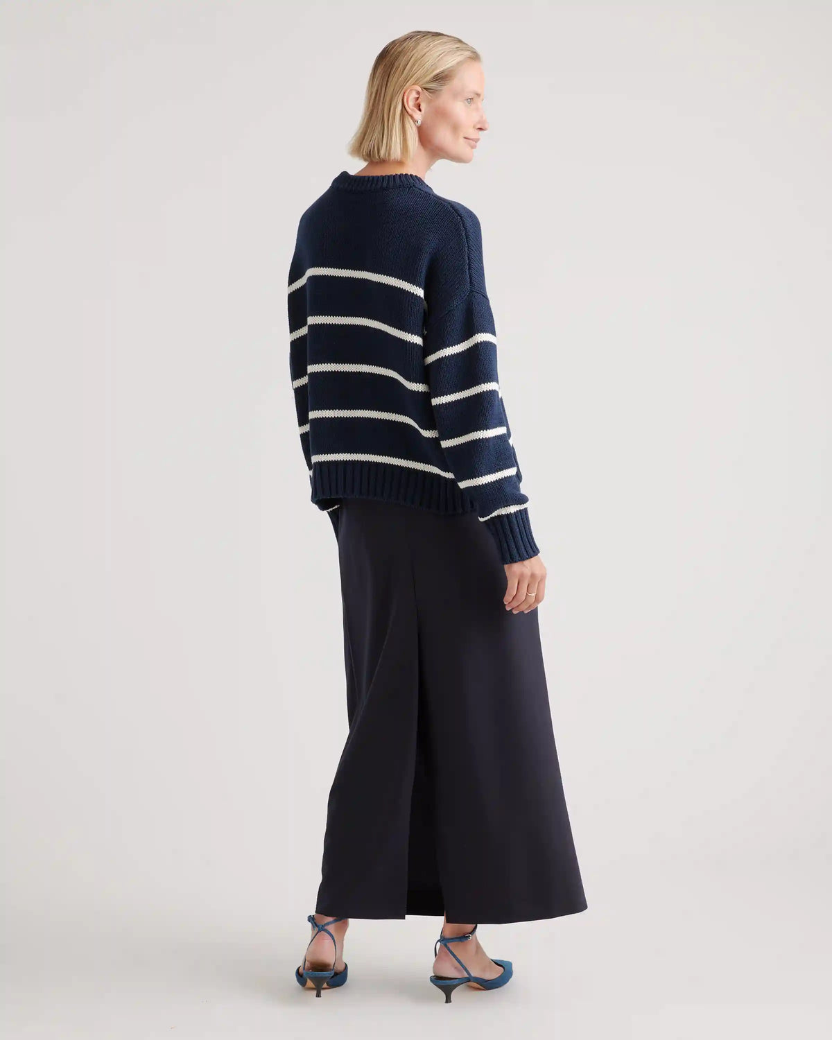100% Organic Cotton Striped Crew Sweater