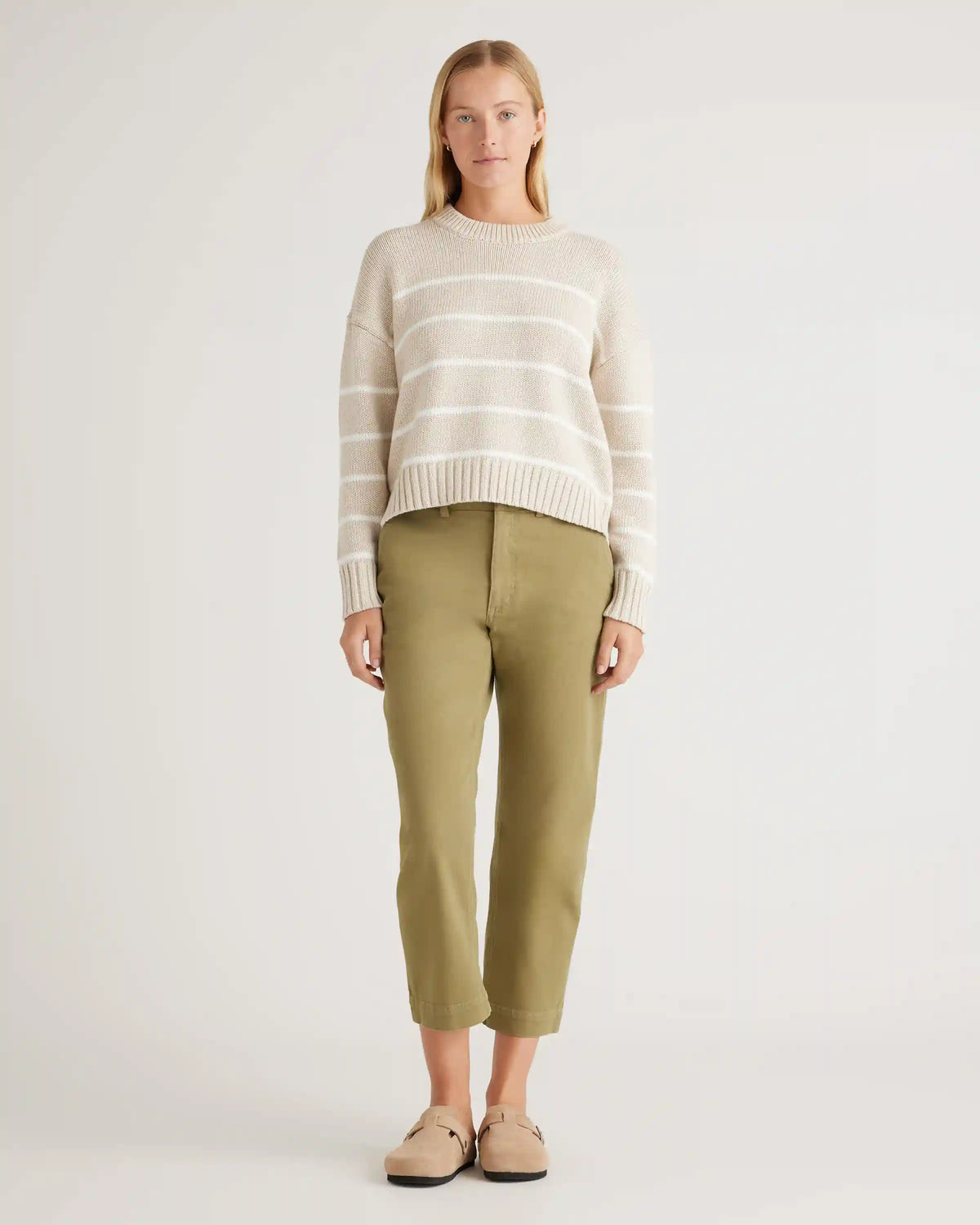 100% Organic Cotton Striped Crew Sweater